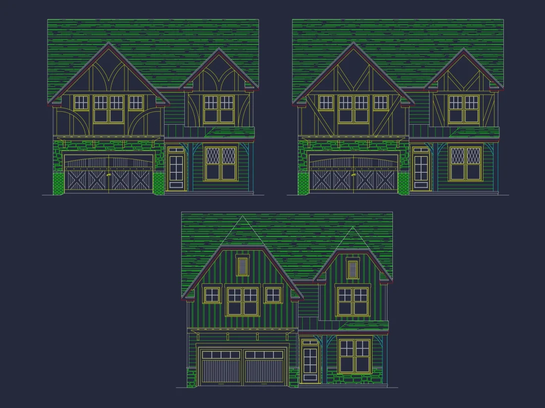 Modern Craftsman house Floor Plan with CAD and Blueprint Designs