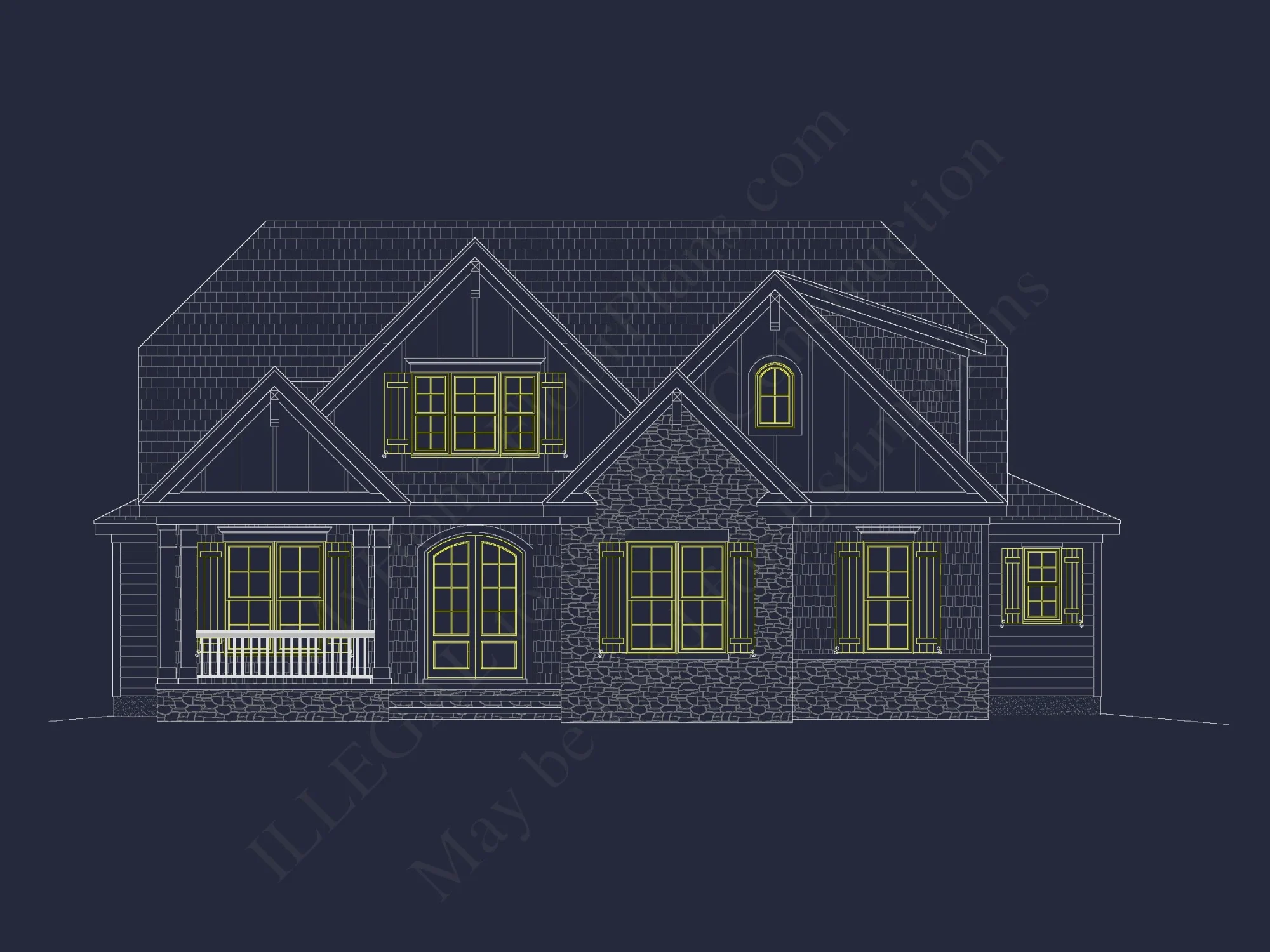 Traditional house Plan with 2 Floors, CAD Blueprints, and Designs