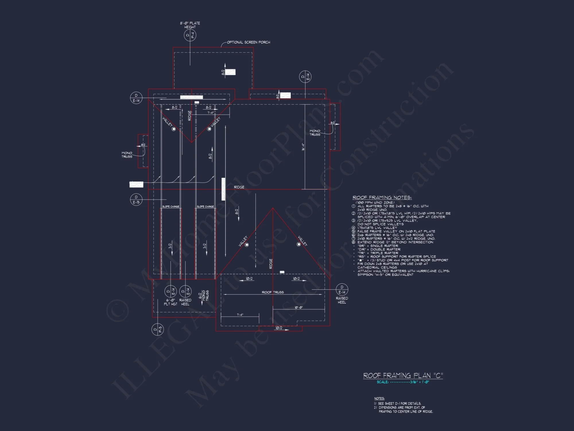 Craftsman house Floor Plan with CAD Designs and Blueprint