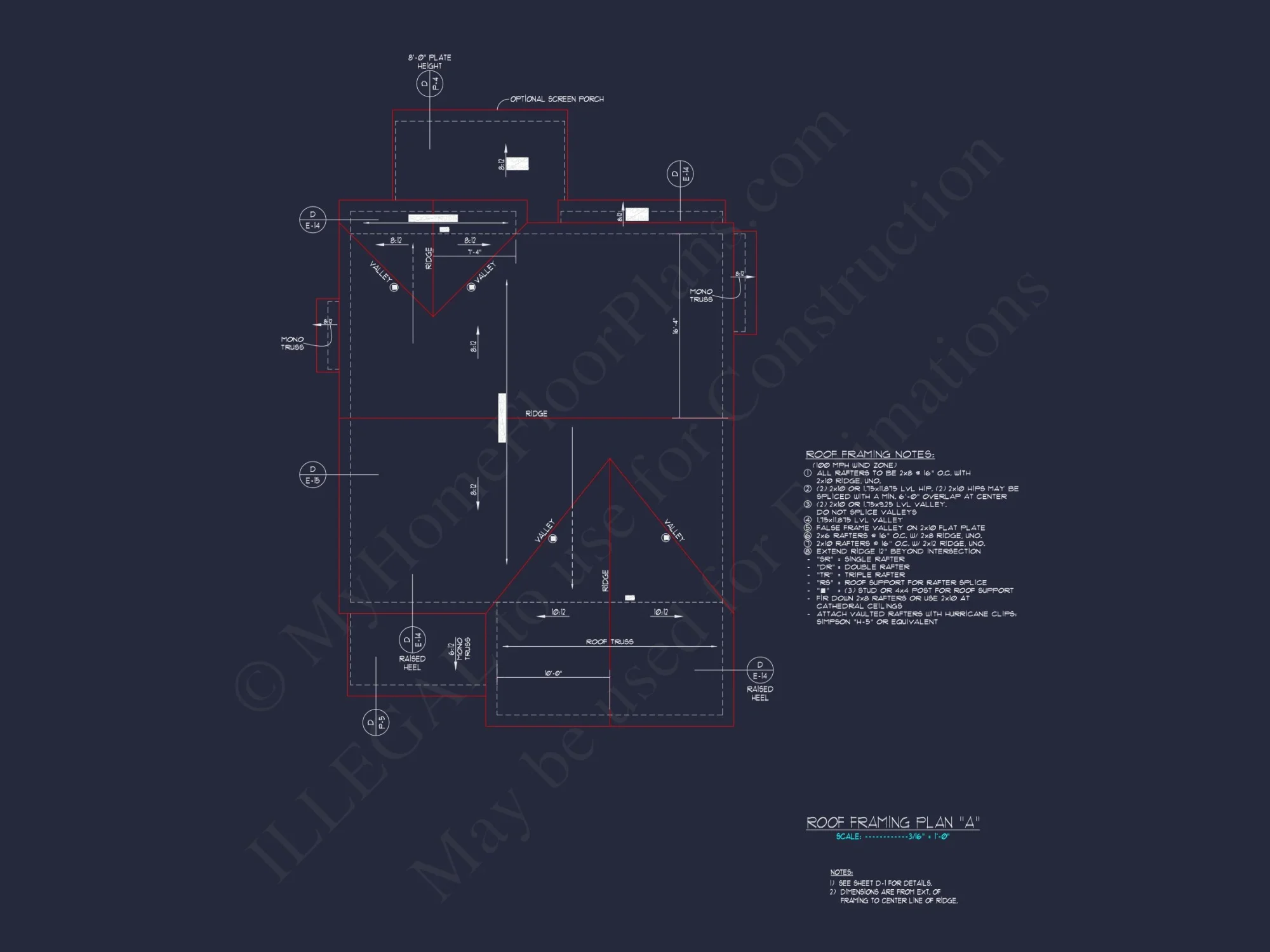 Craftsman house Floor Plan with CAD Designs and Blueprint