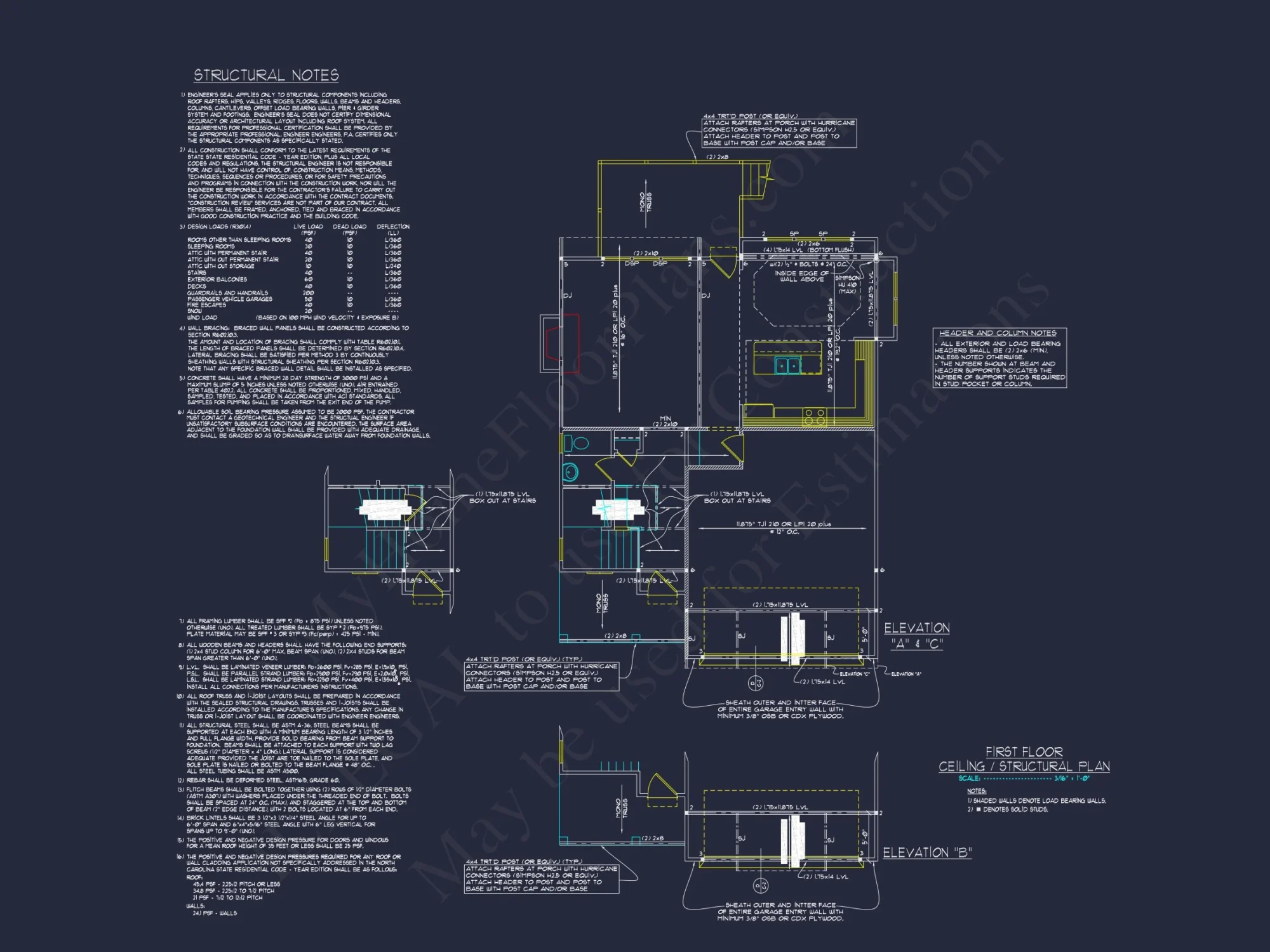 Craftsman house Floor Plan with CAD Designs and Blueprint