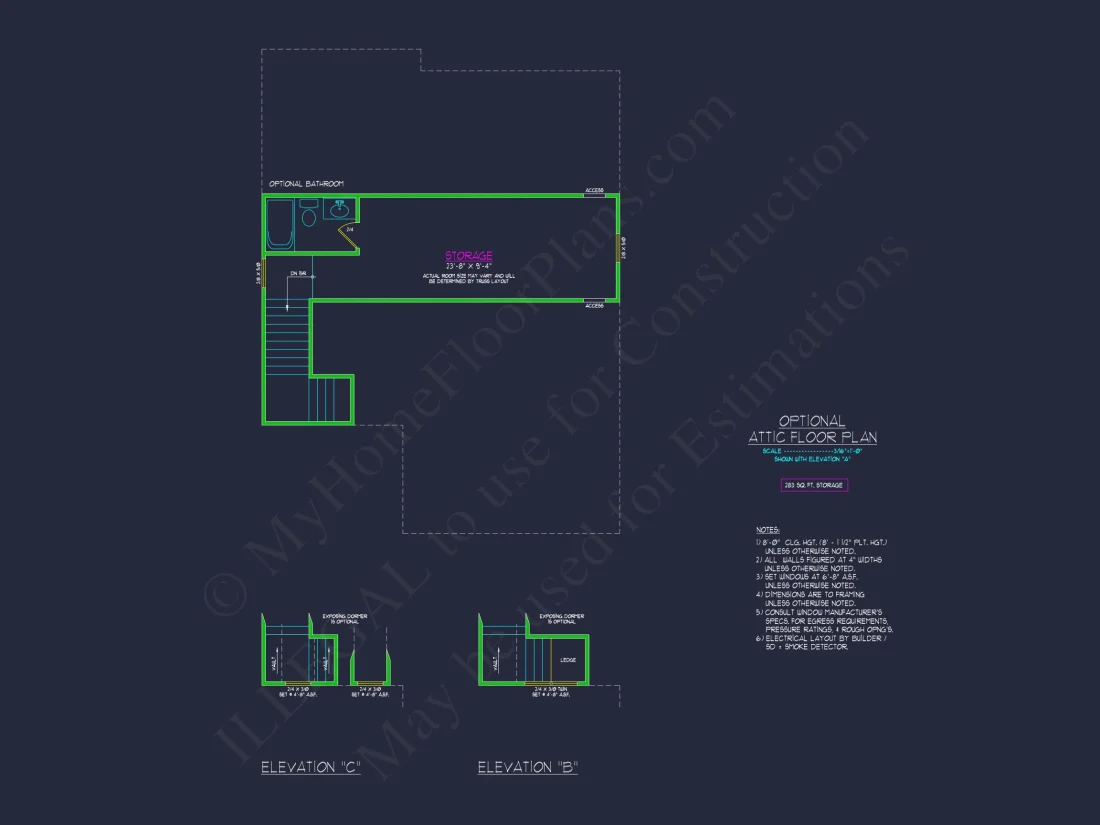 Craftsman house Floor Plan with CAD Designs and Blueprint