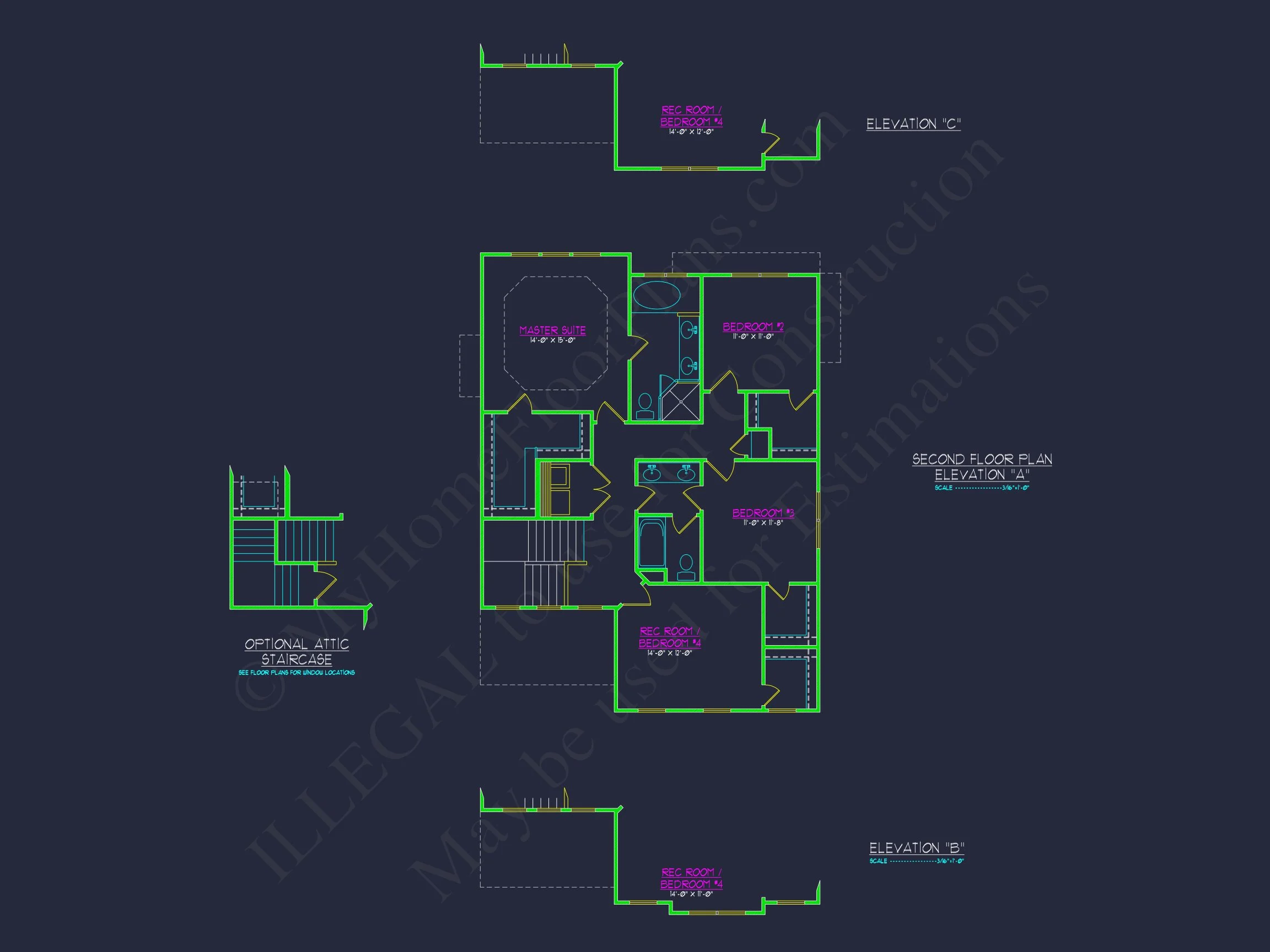 Craftsman house Floor Plan with CAD Designs and Blueprint