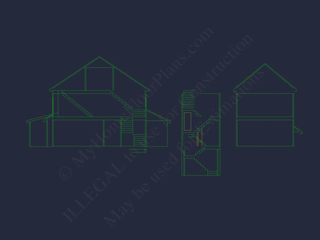 Craftsman house Floor Plan with CAD Designs and Blueprint