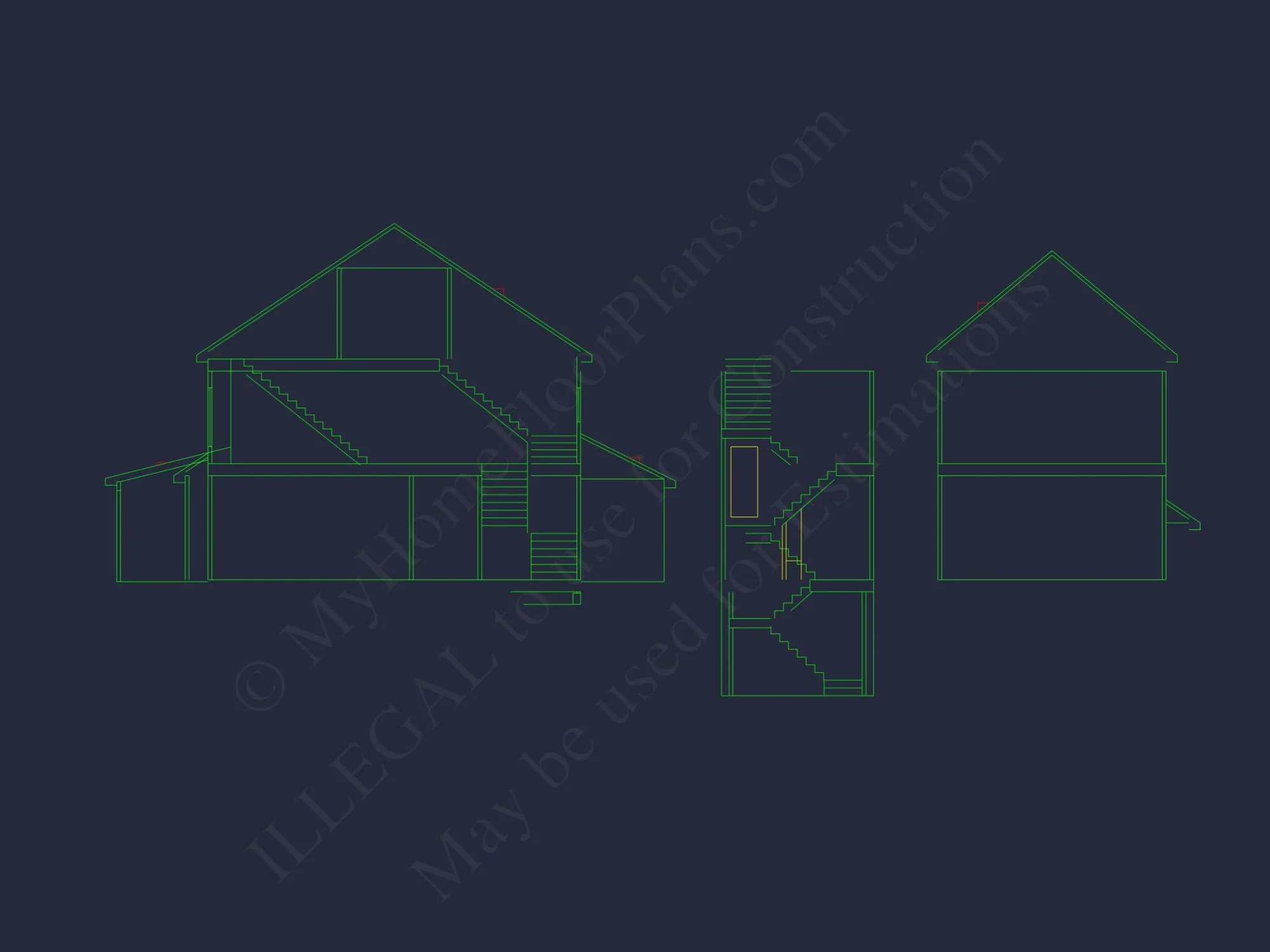 Craftsman house Floor Plan with CAD Designs and Blueprint