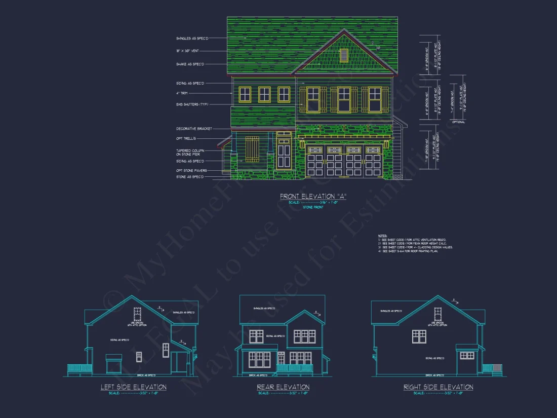 Craftsman house Floor Plan with CAD Designs and Blueprint