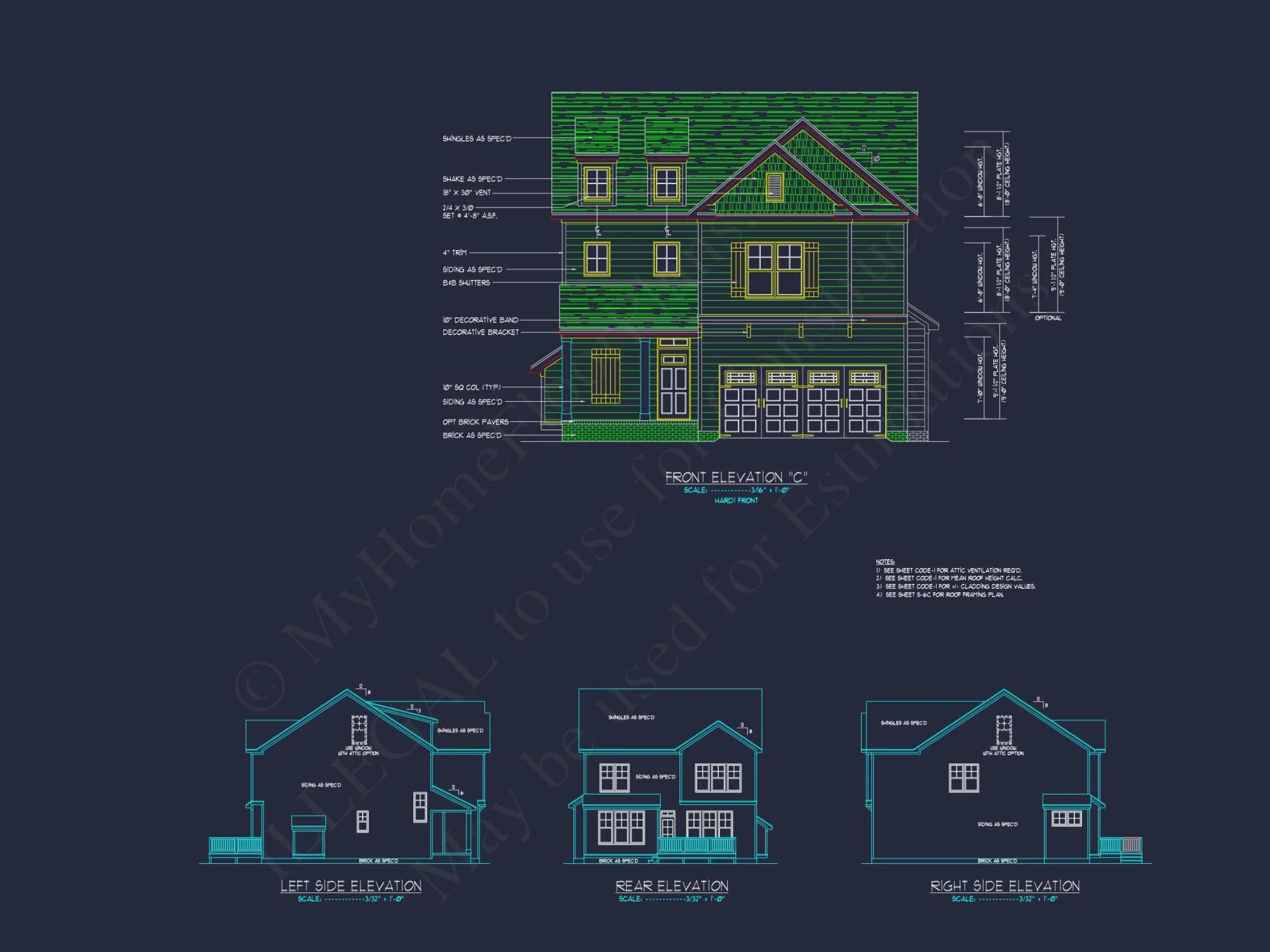 Craftsman house Floor Plan with CAD Designs and Blueprint