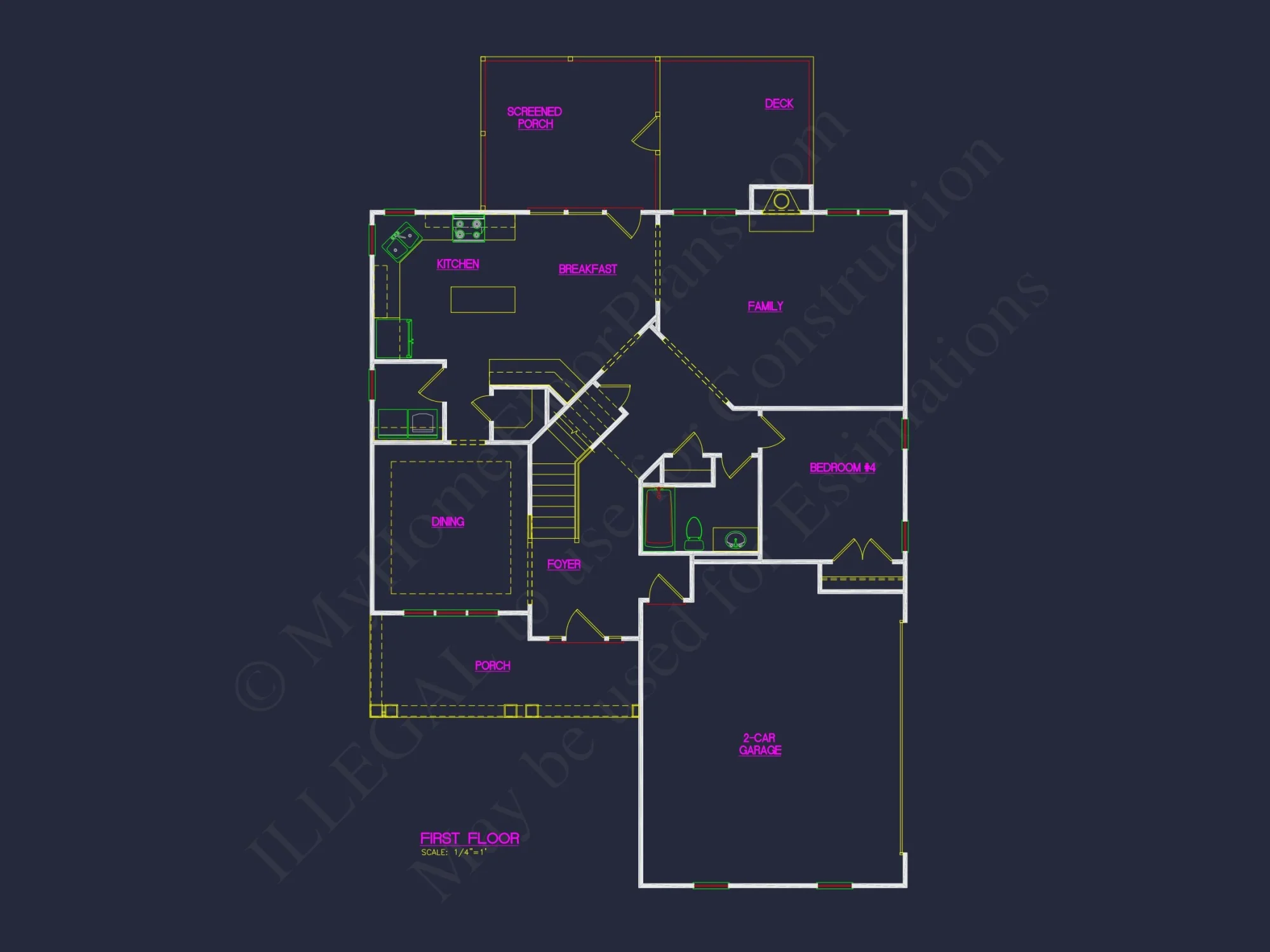 Elegant 4-Bedroom house Plan with CAD Blueprint Designs