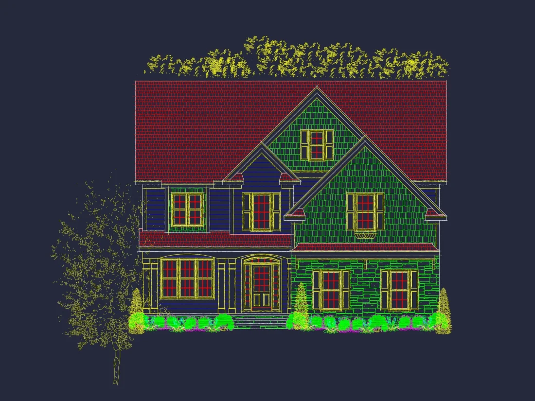 Elegant 4-Bedroom house Plan with CAD Blueprint Designs