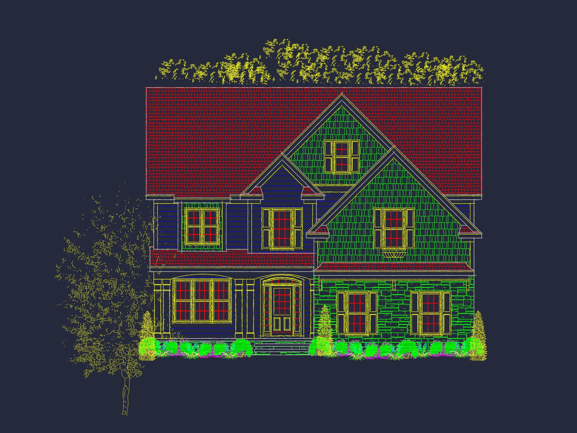 Elegant 4-Bedroom house Plan with CAD Blueprint Designs