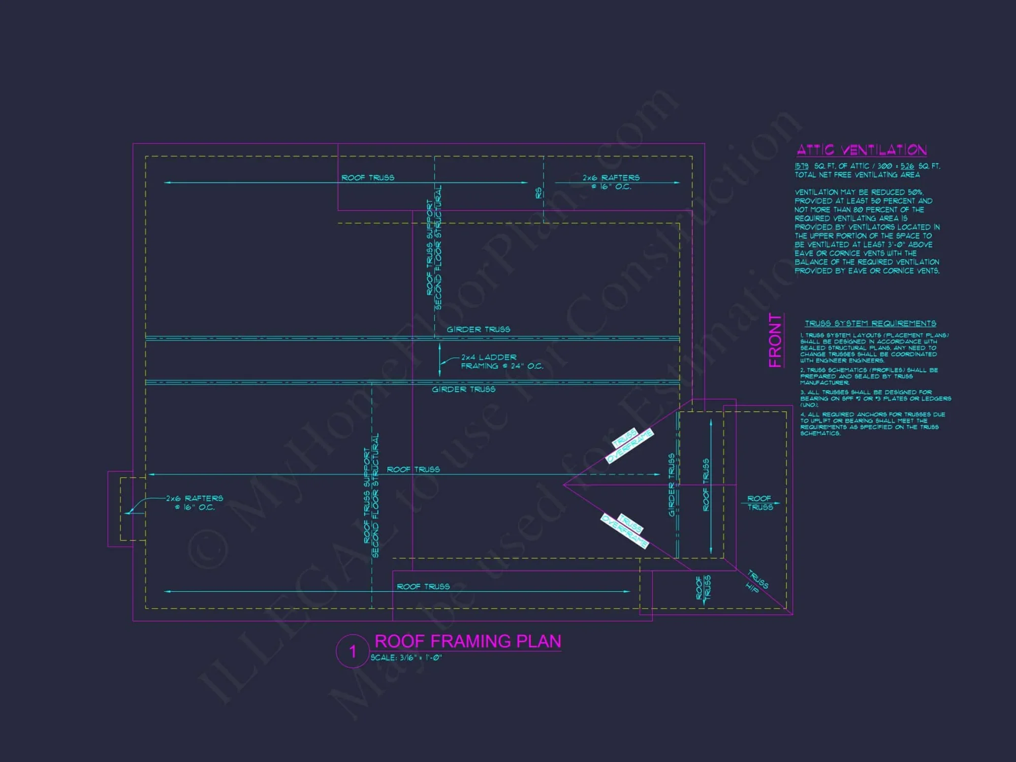 Modern house Plan with 4 Bedrooms, CAD Blueprint & Open Design