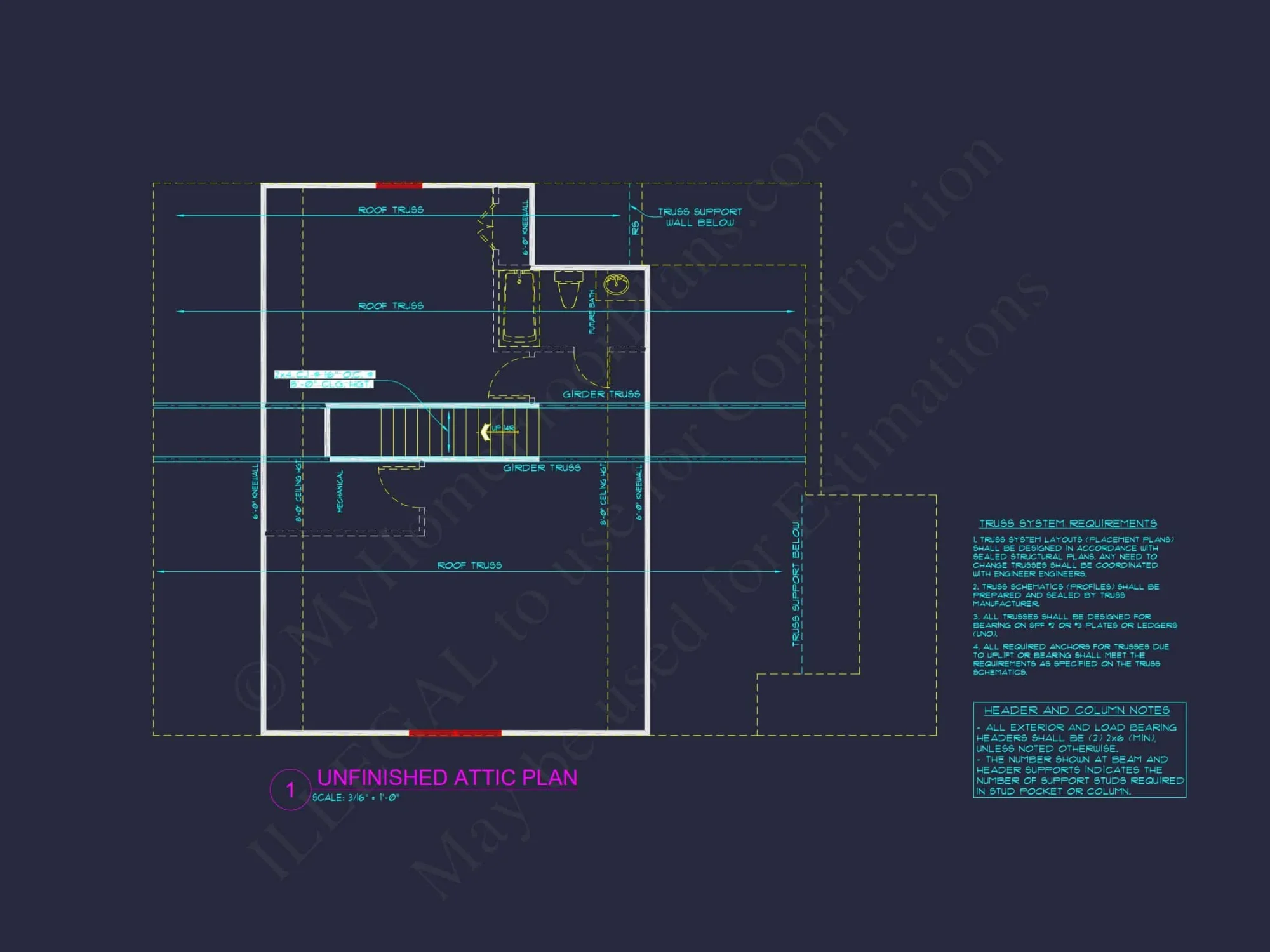 Modern house Plan with 4 Bedrooms, CAD Blueprint & Open Design
