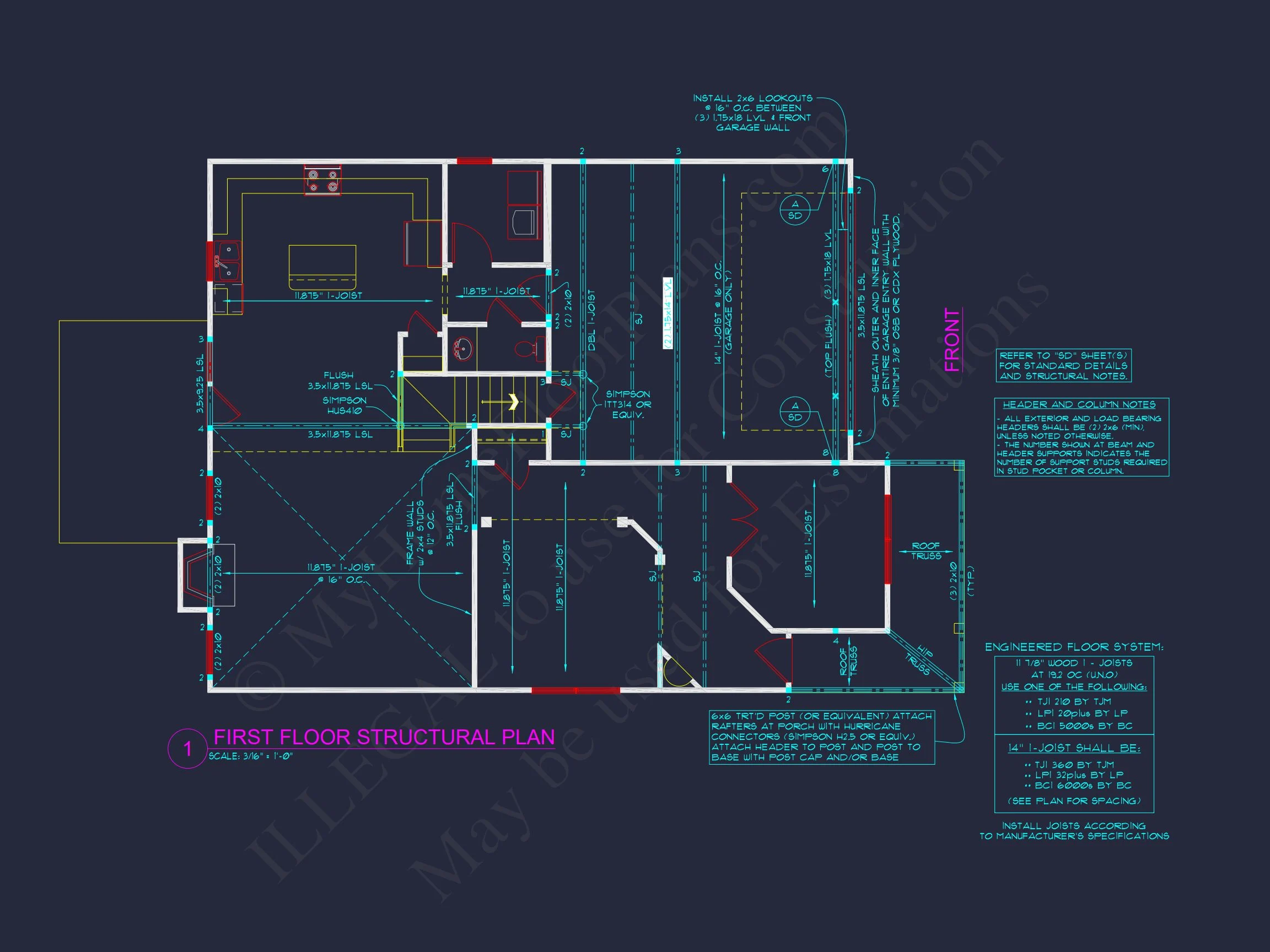 11-1076 HOUSE PLAN - Modern House Plan with 4 Bedrooms, CAD Blueprint & Open Design 14 Modern house Plan with 4 Bedrooms, CAD Blueprint & Open Design
