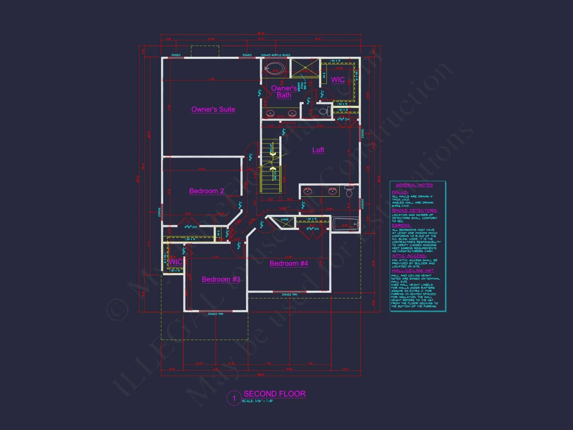 Modern house Plan with 4 Bedrooms, CAD Blueprint & Open Design