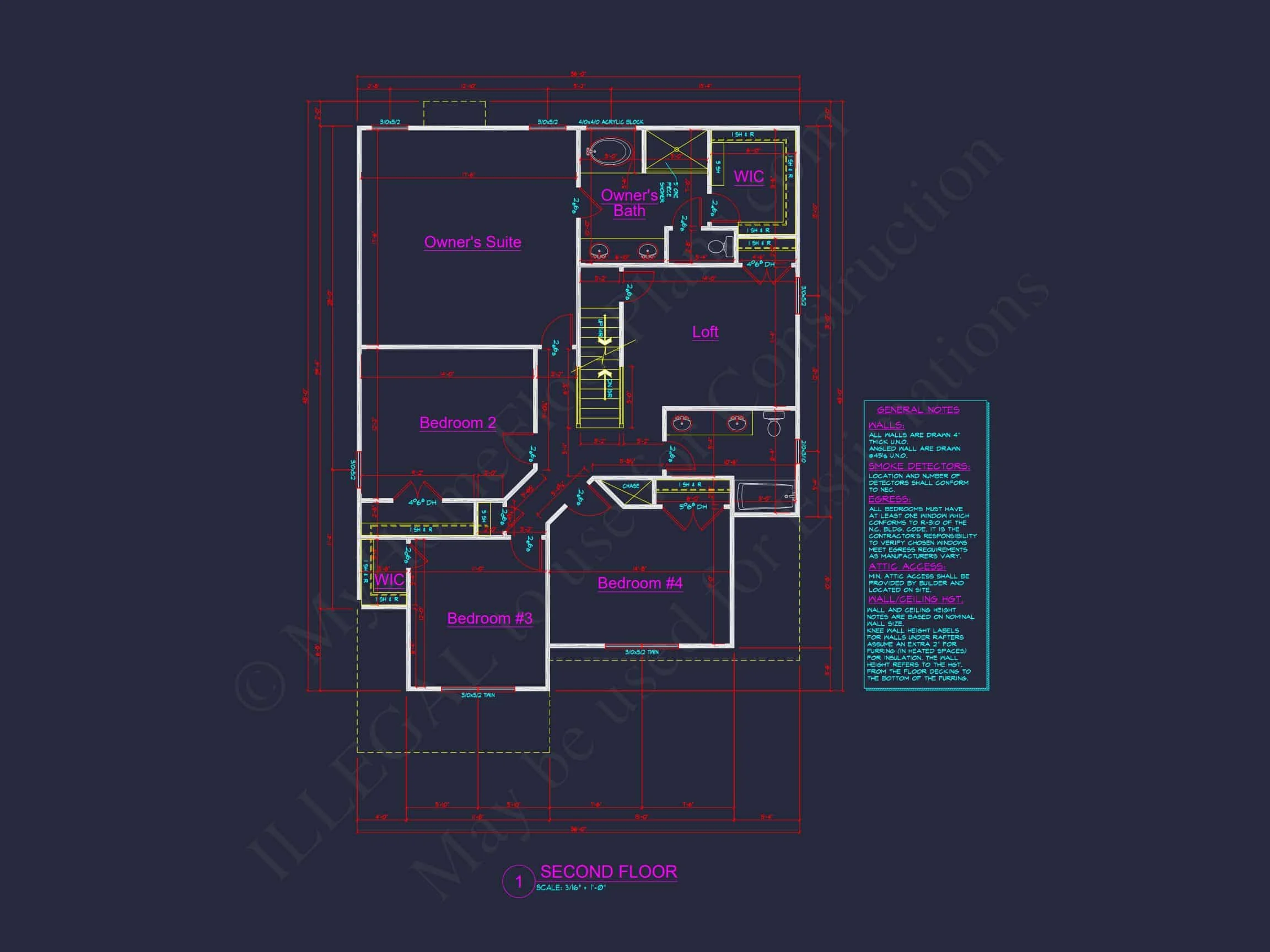 11-1076 HOUSE PLAN - Modern House Plan with 4 Bedrooms, CAD Blueprint & Open Design 9 Modern house Plan with 4 Bedrooms, CAD Blueprint & Open Design