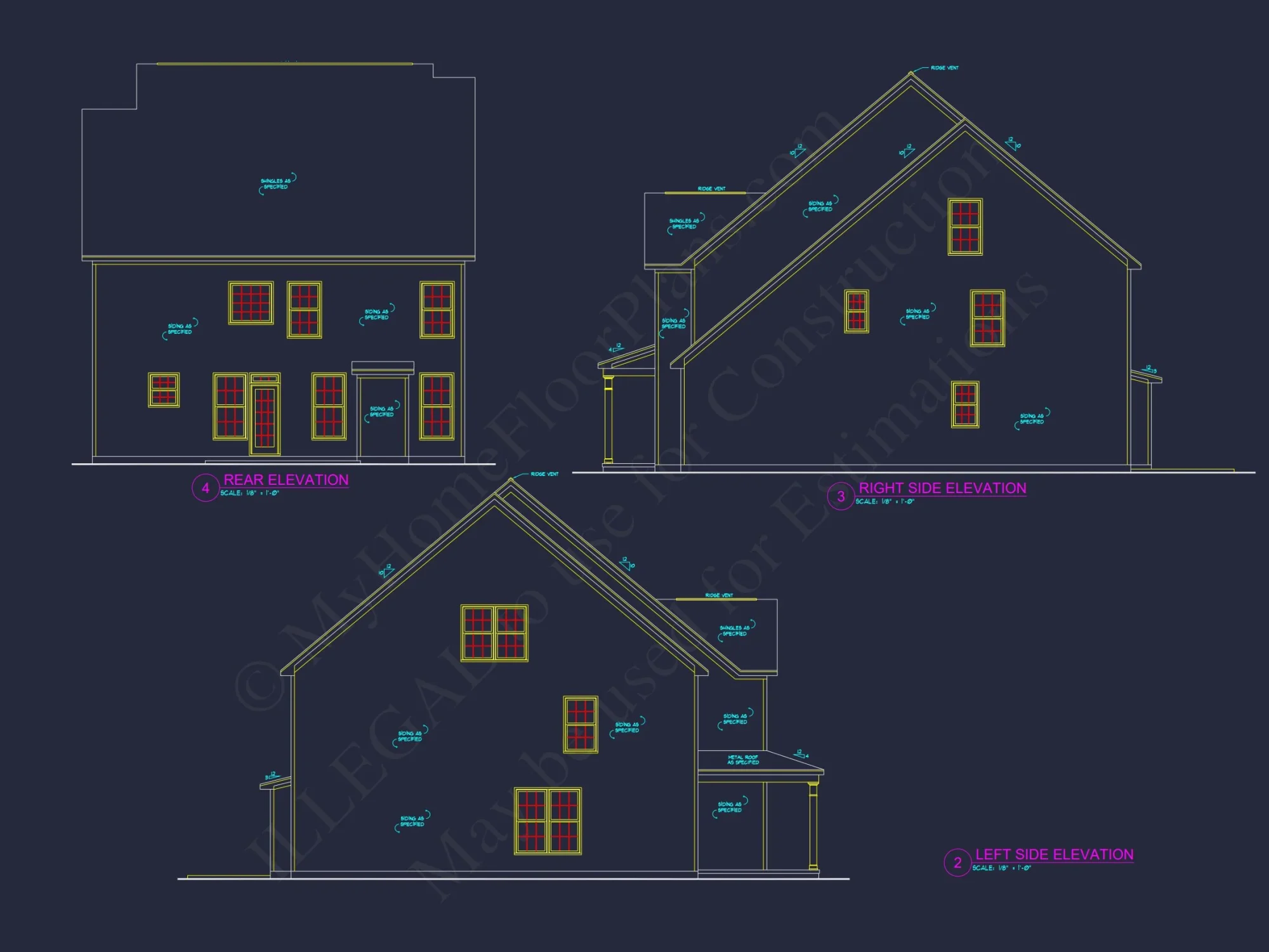 Modern house Plan with 4 Bedrooms, CAD Blueprint & Open Design