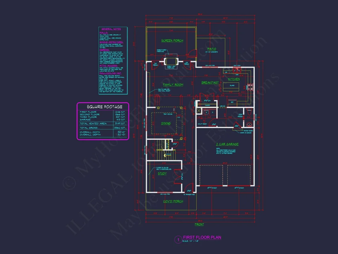 Spacious 2-Story Craftsman house Plan with CAD Blueprints