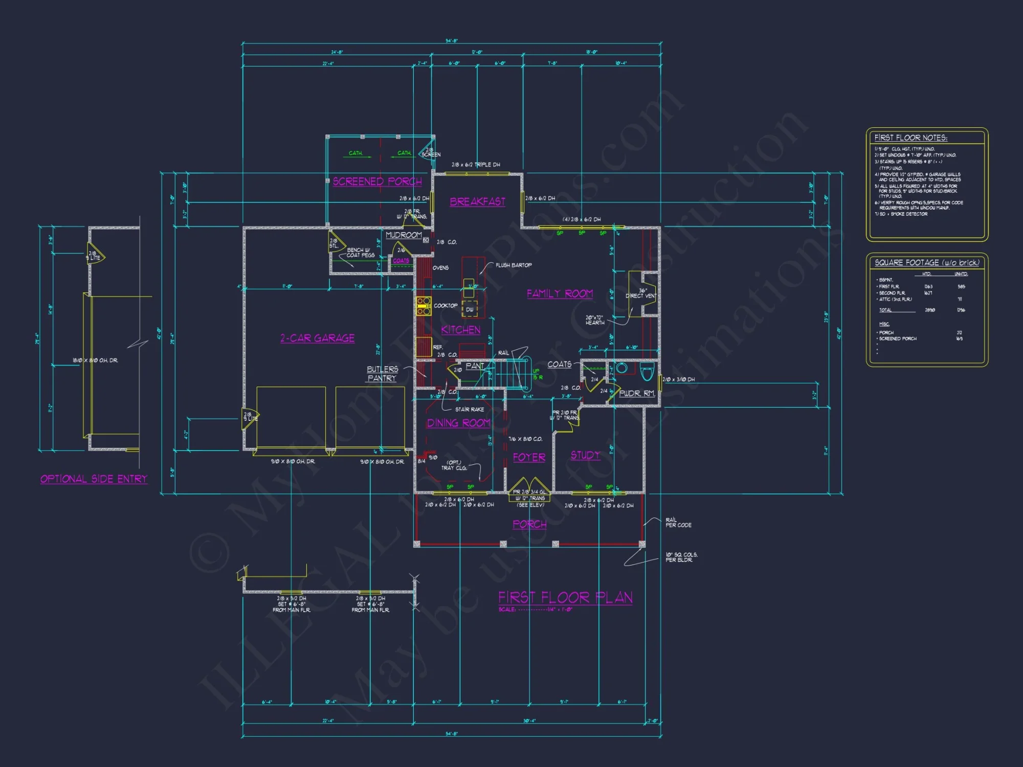 Craftsman house Plan with 3 Floors and Open Floor Designs