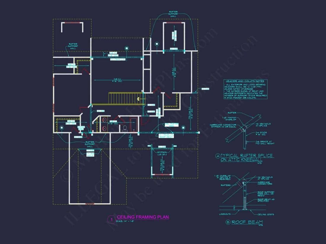Modern Craftsman house Plan with 2 Floors and 3 Bedrooms