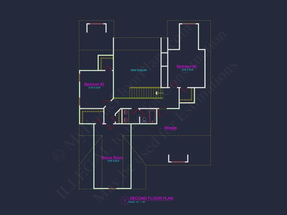 Modern Craftsman house Plan with 2 Floors and 3 Bedrooms