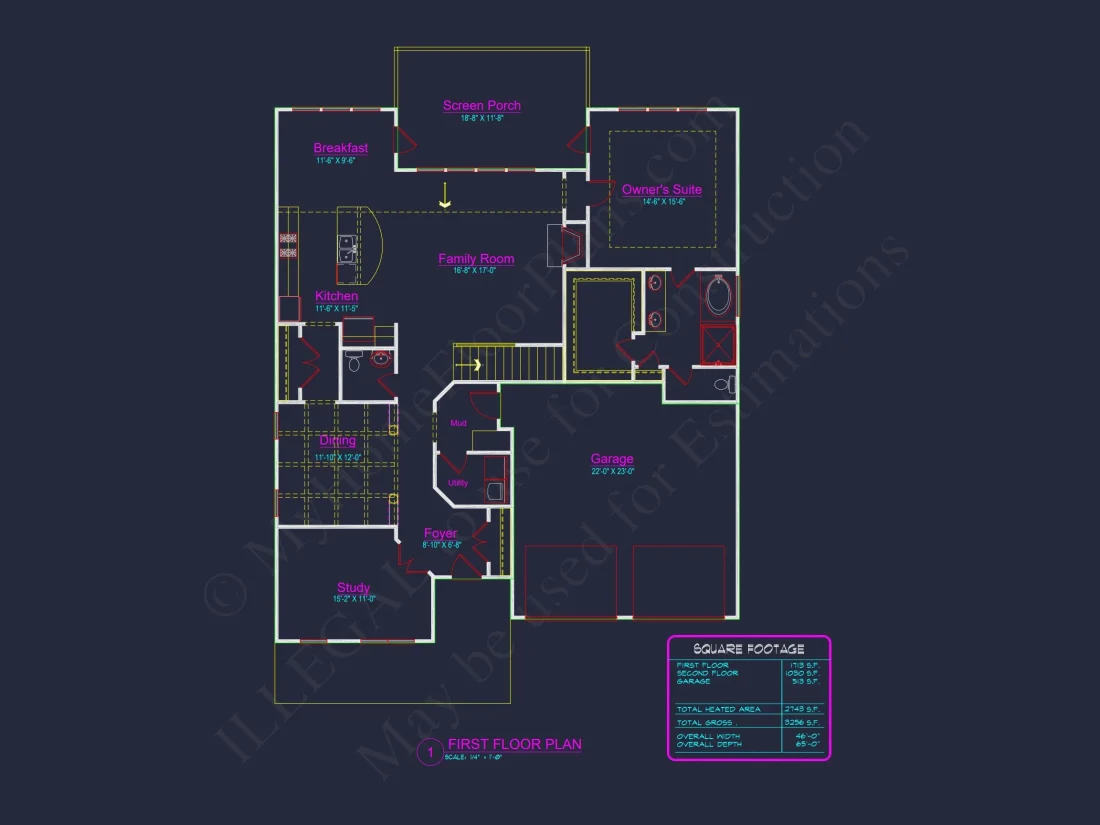 Modern Craftsman house Plan with 2 Floors and 3 Bedrooms