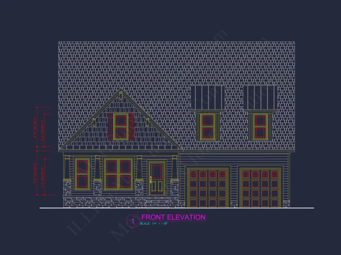 Modern Craftsman house Plan with 2 Floors and 3 Bedrooms