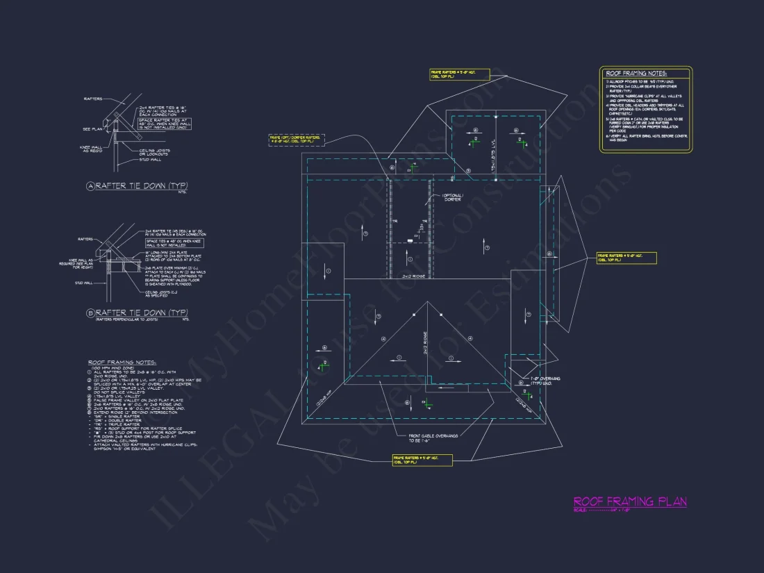 Modern Craftsman house Plan with Detailed Floor Designs and CAD Blueprint