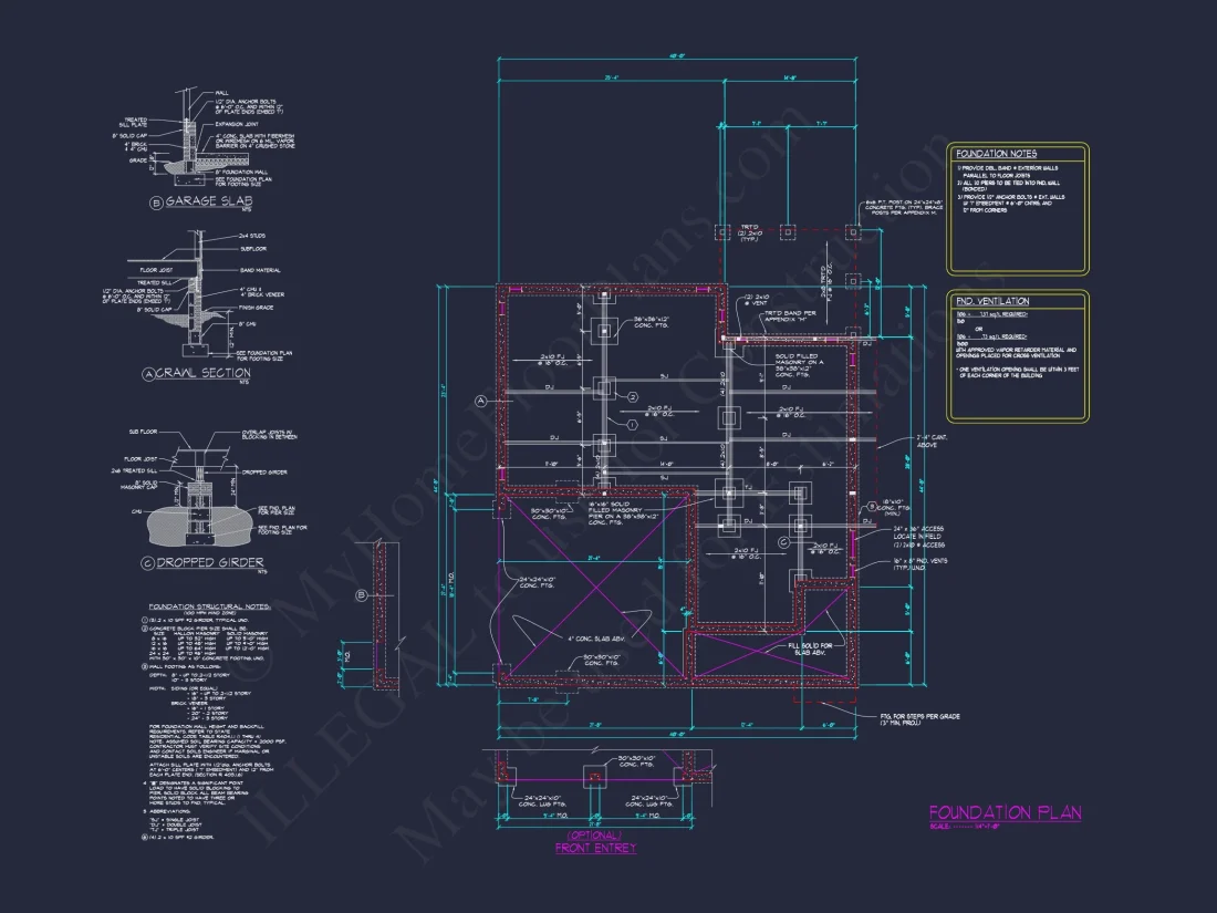 Modern Craftsman house Plan with Detailed Floor Designs and CAD Blueprint