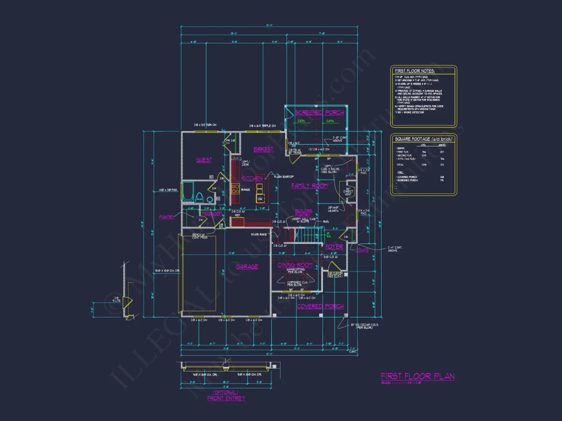 Modern Craftsman house Plan with Detailed Floor Designs and CAD Blueprint