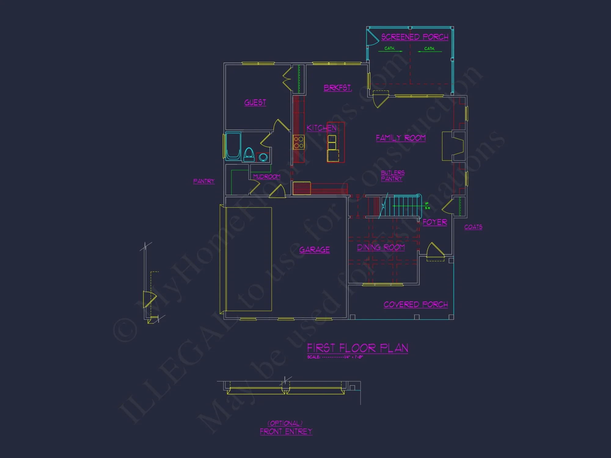 Modern Craftsman house Plan with Detailed Floor Designs and CAD Blueprint