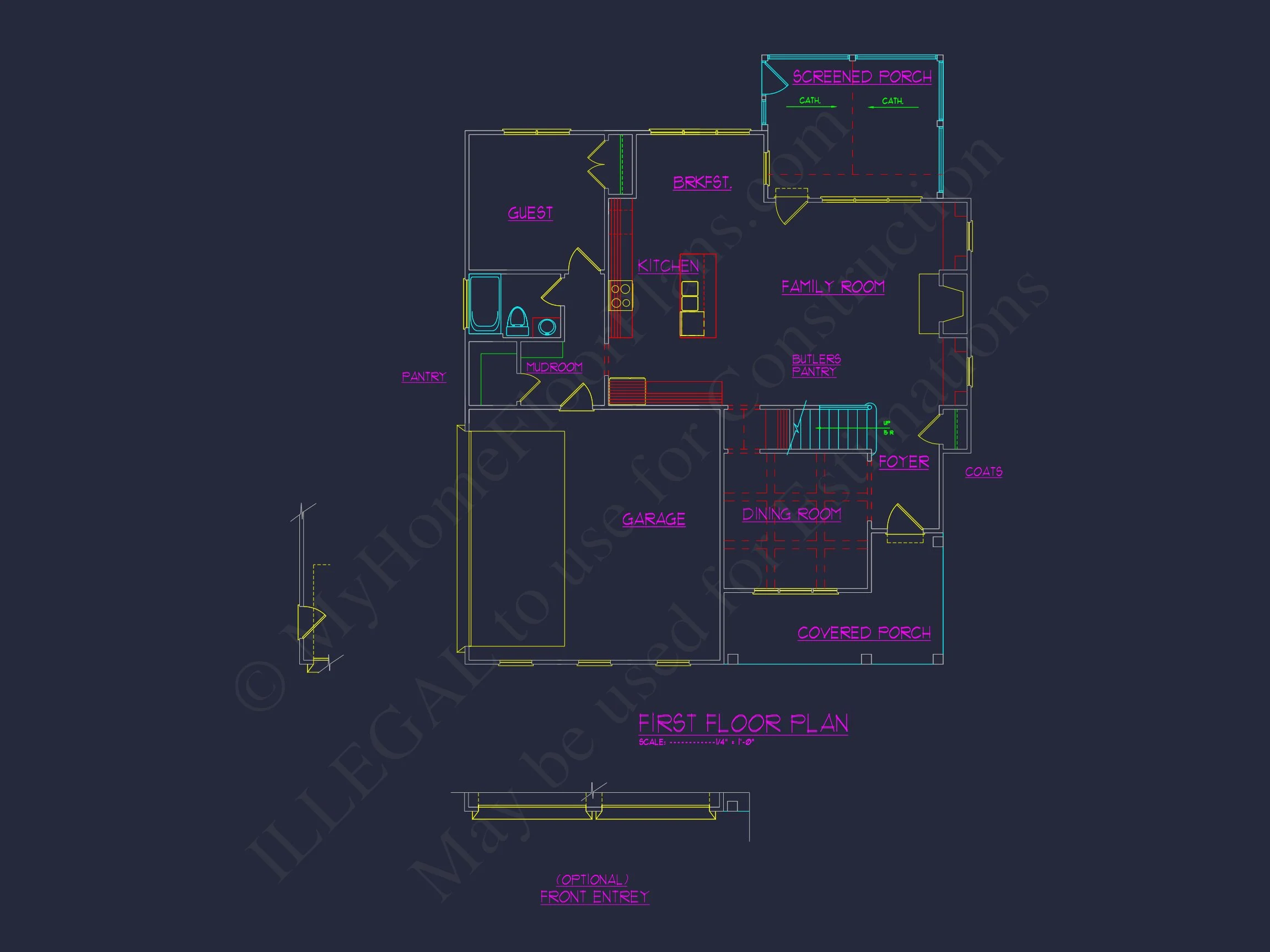 Modern Craftsman house Plan with Detailed Floor Designs and CAD Blueprint