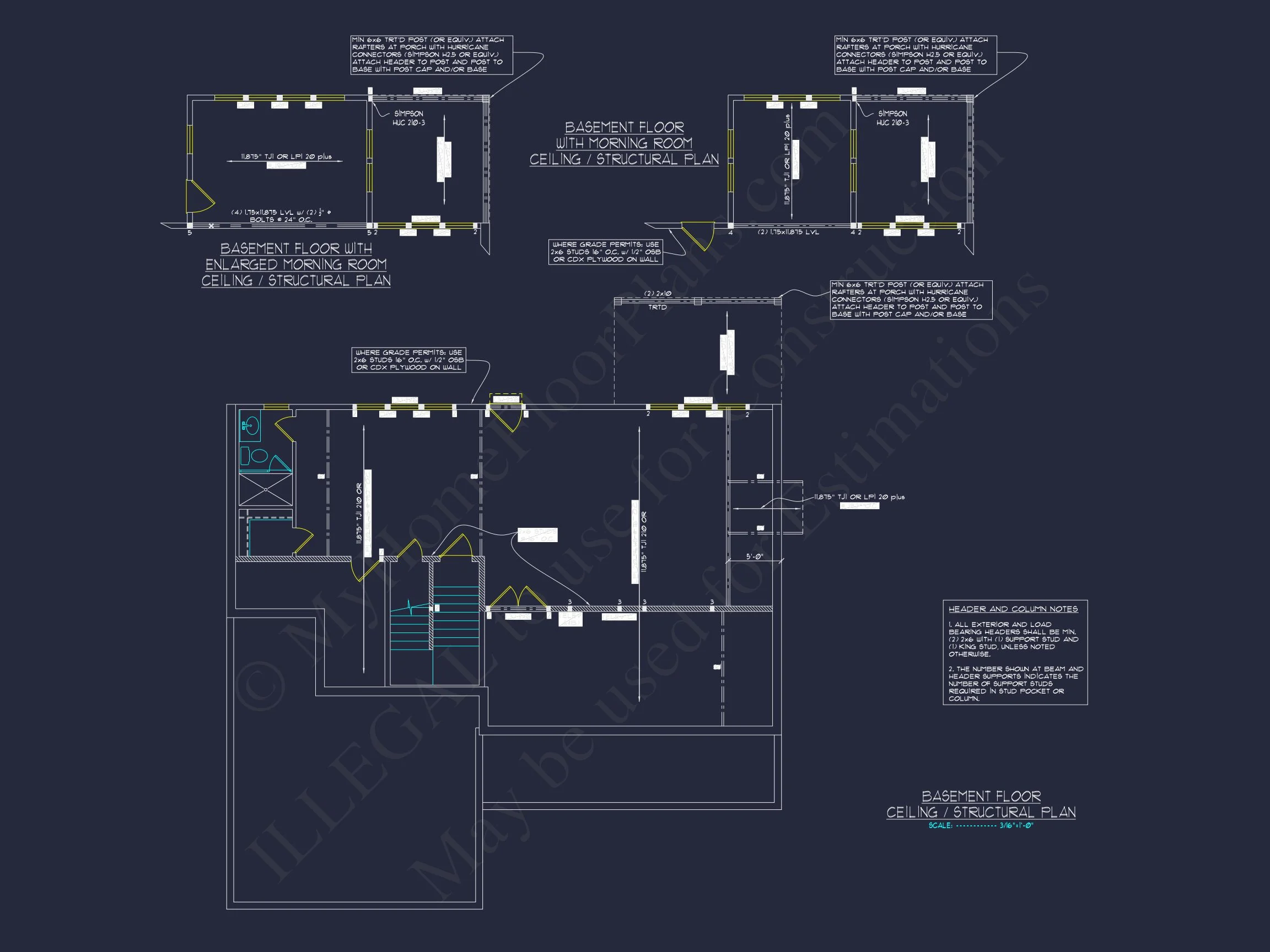 Modern Craftsman house Plan with Detailed Floor Blueprints