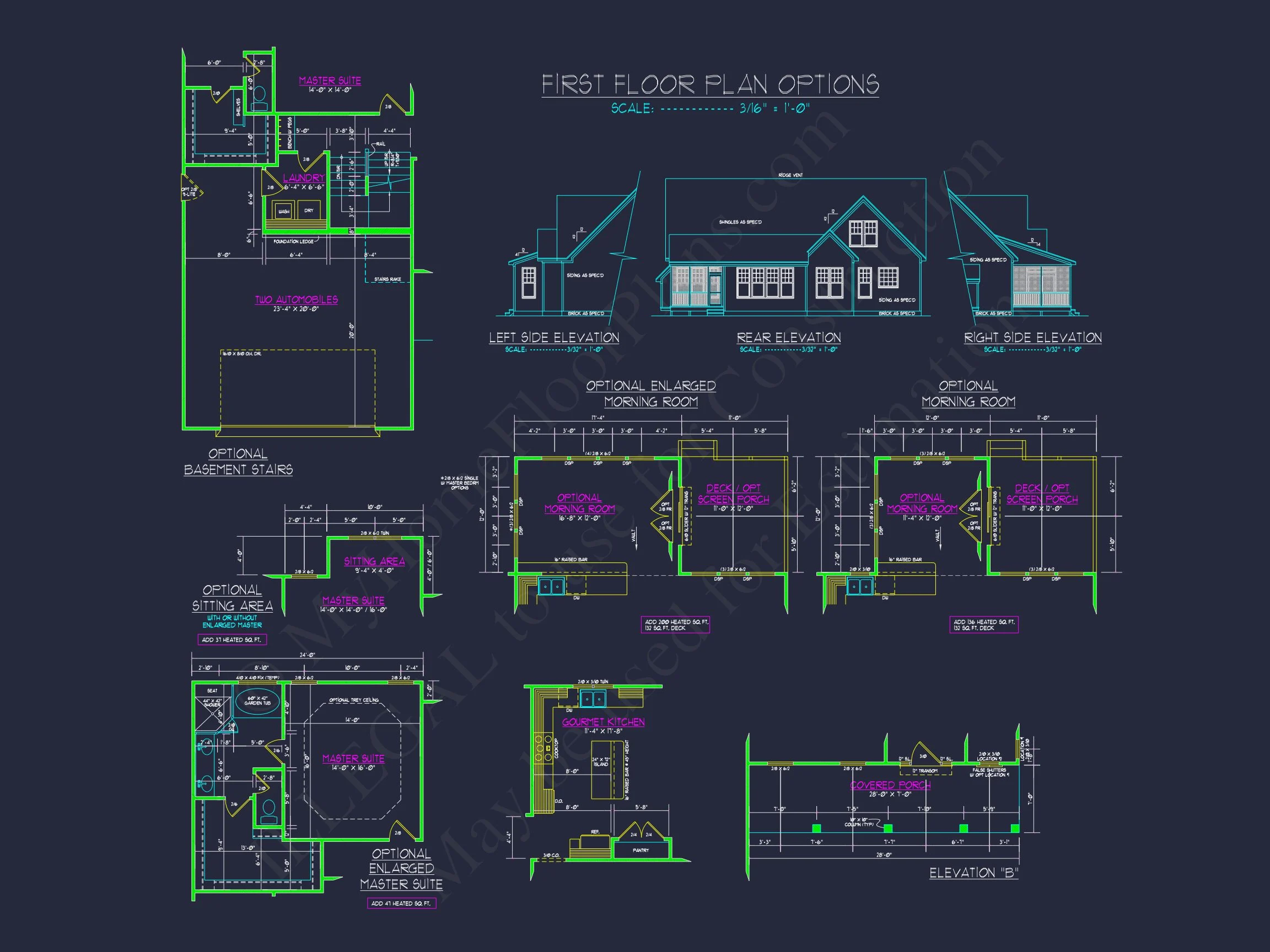 Modern Craftsman house Plan with Detailed Floor Blueprints