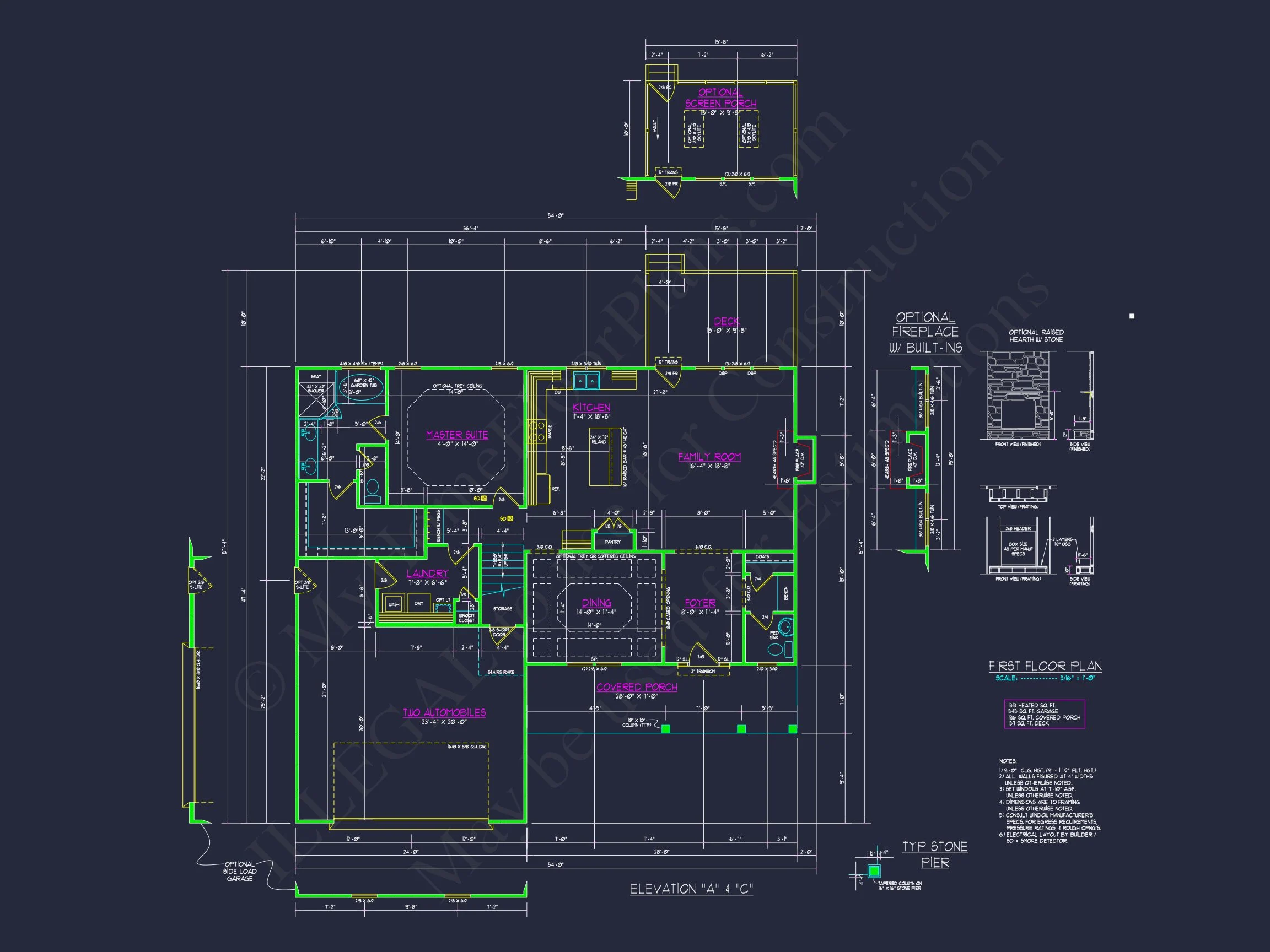 Modern Craftsman house Plan with Detailed Floor Blueprints