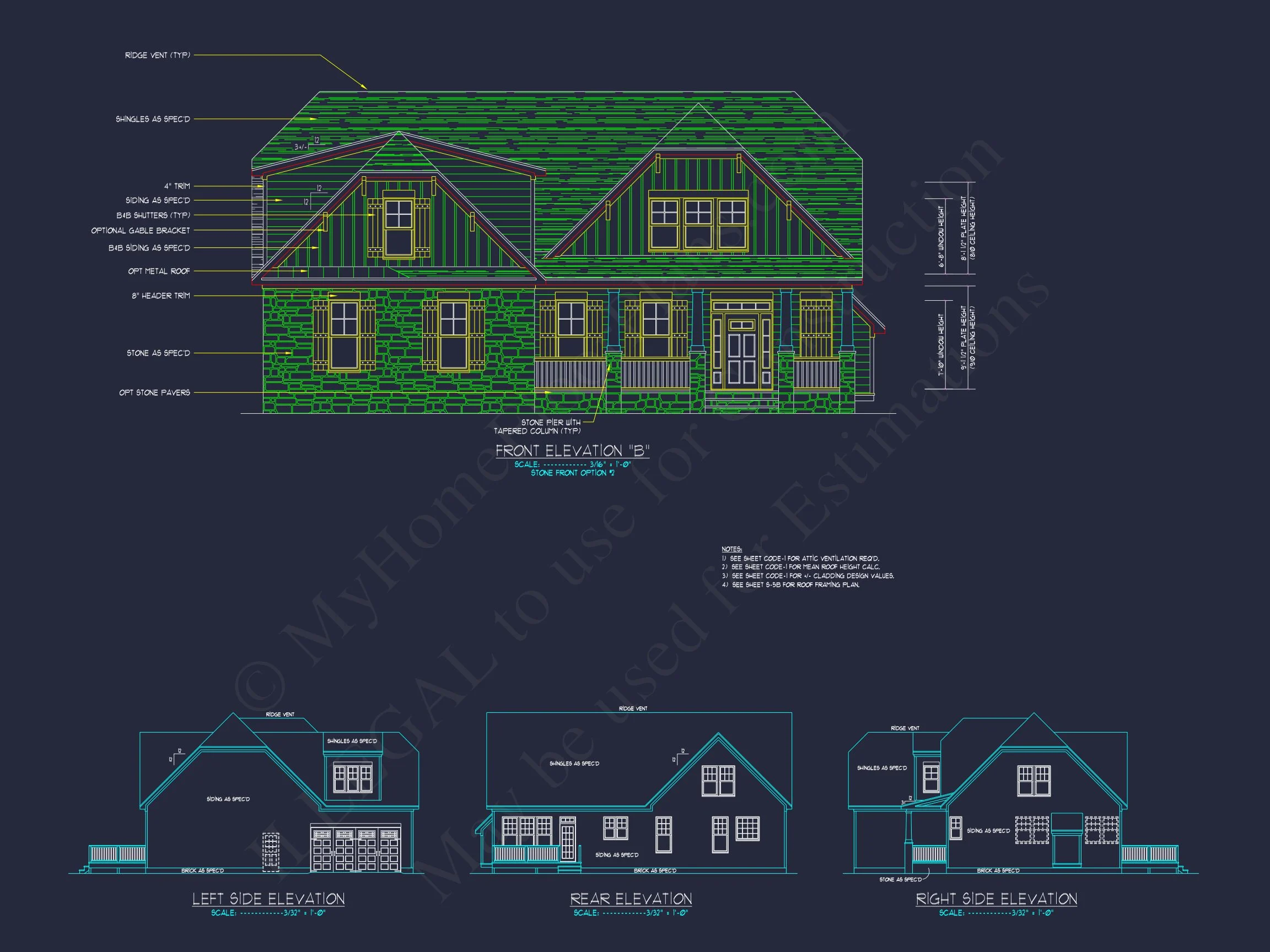 Modern Craftsman house Plan with Detailed Floor Blueprints