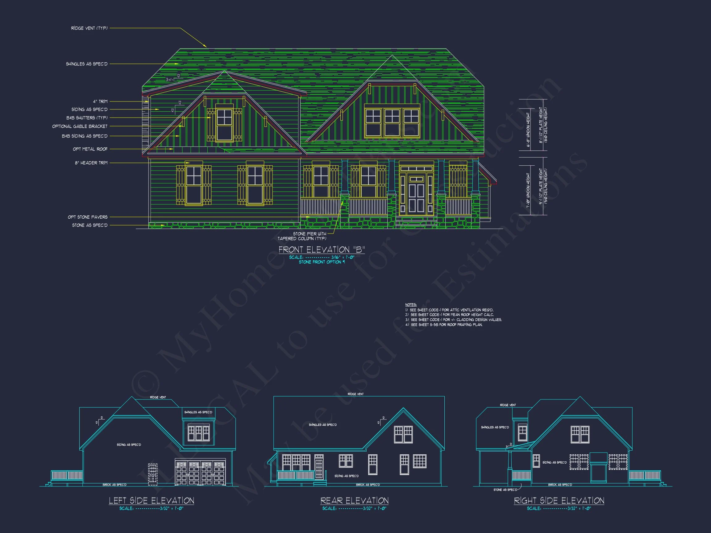 Modern Craftsman house Plan with Detailed Floor Blueprints