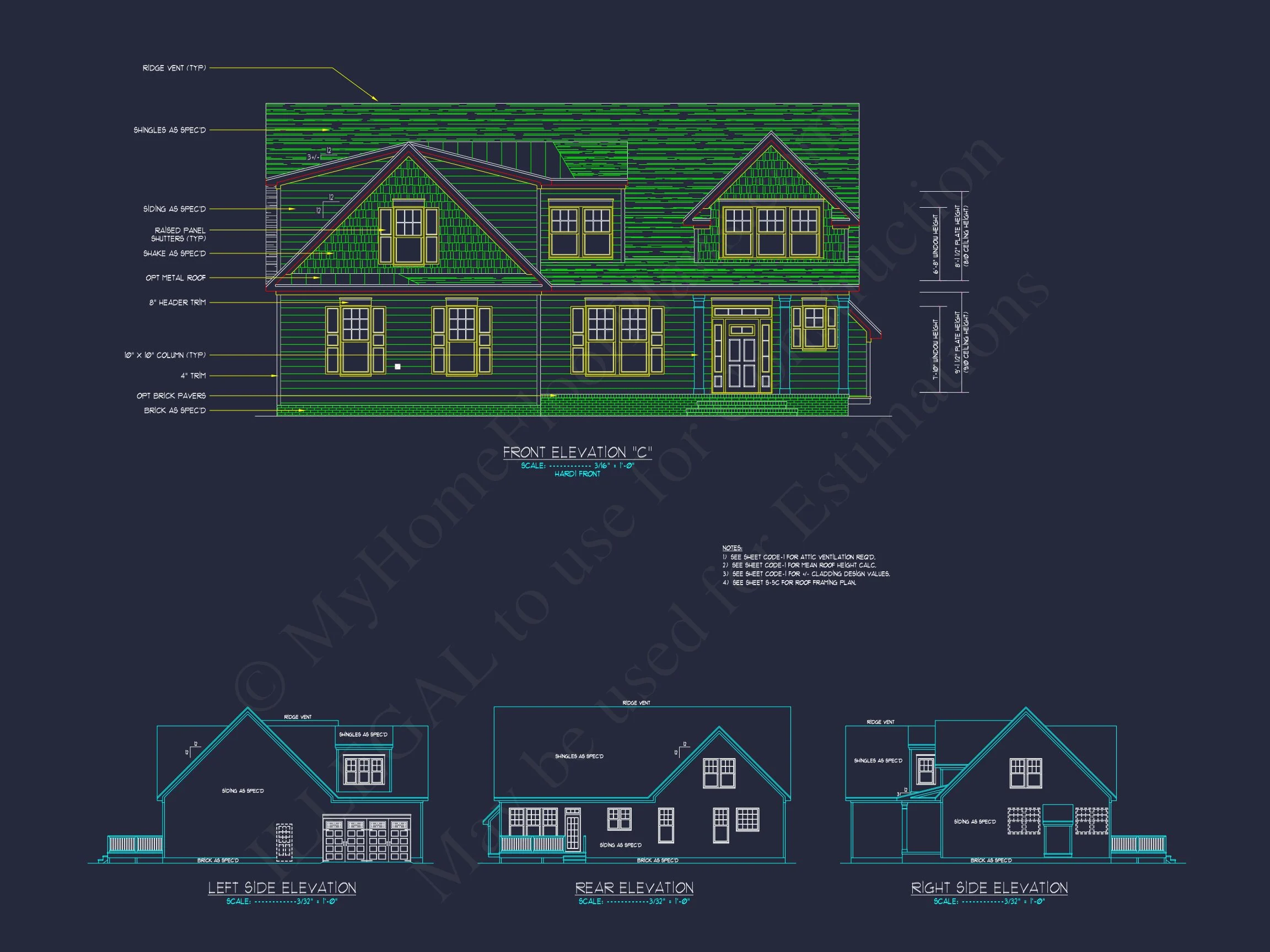 Modern Craftsman house Plan with Detailed Floor Blueprints