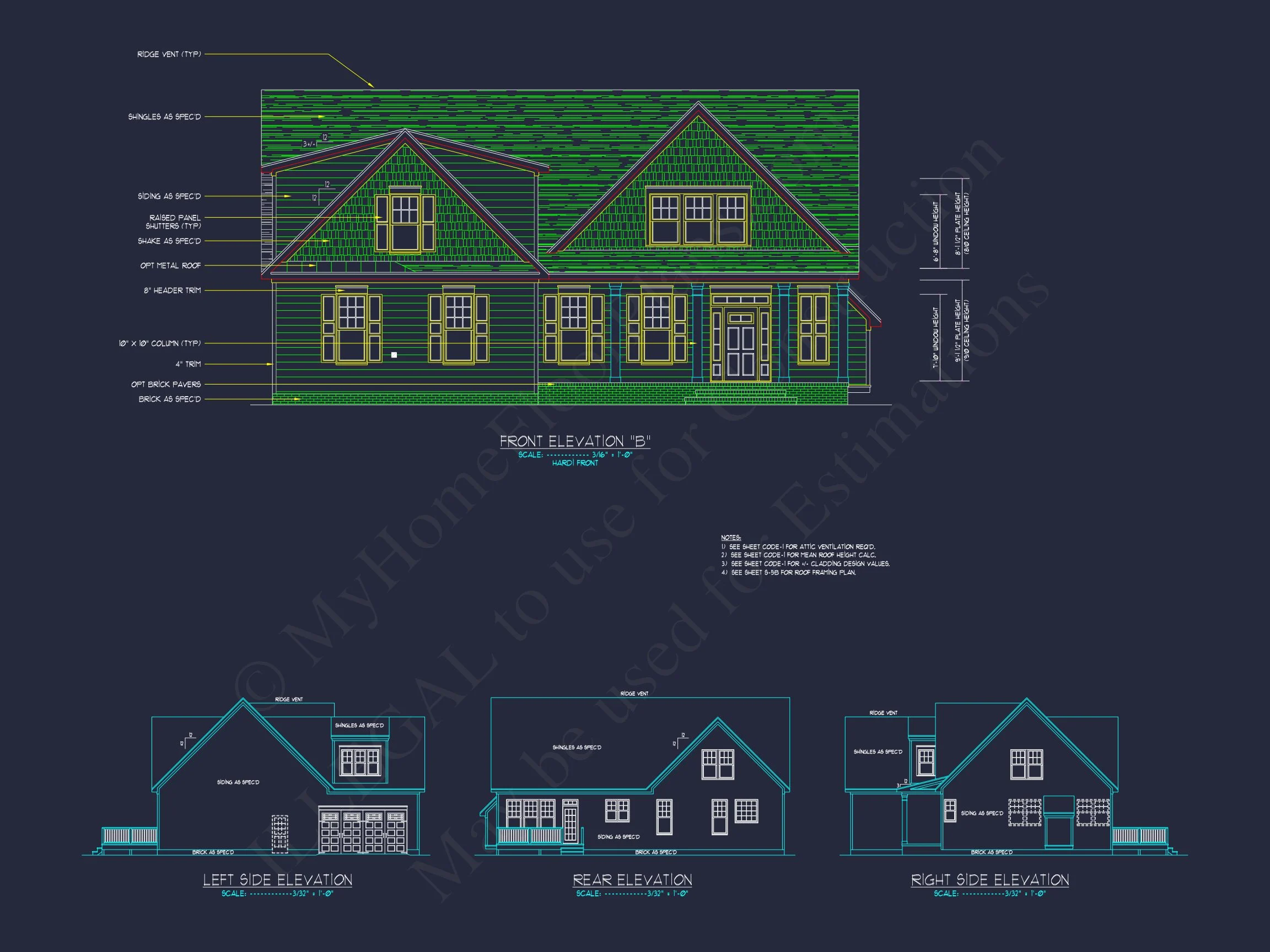 Modern Craftsman house Plan with Detailed Floor Blueprints