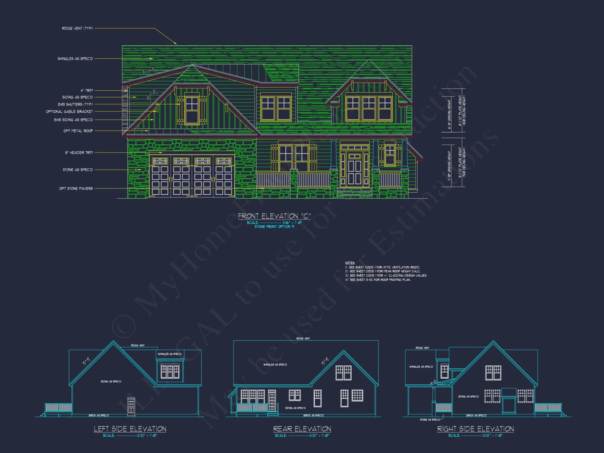 Modern Craftsman house Plan with Detailed Floor Blueprints