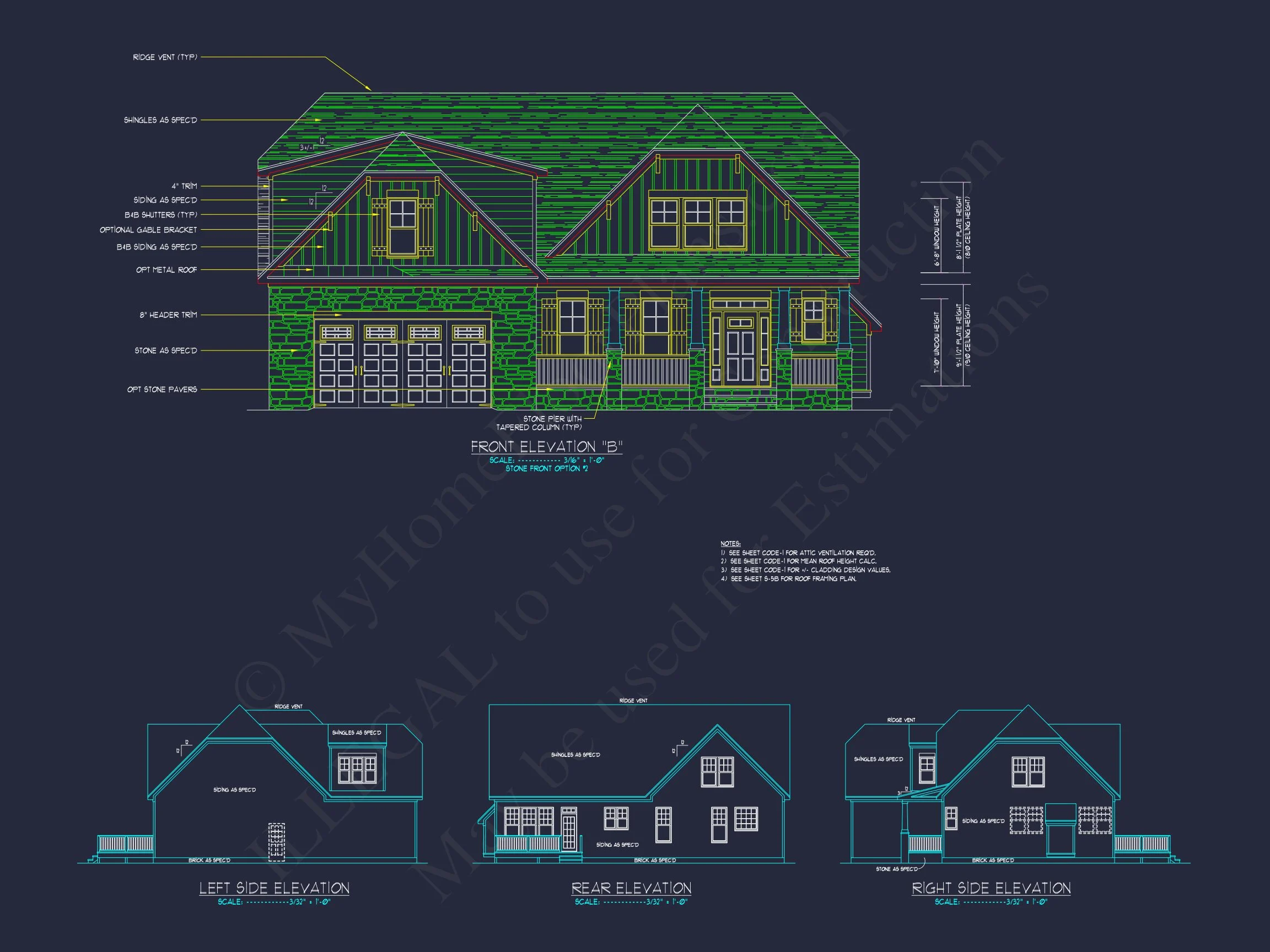 Modern Craftsman house Plan with Detailed Floor Blueprints