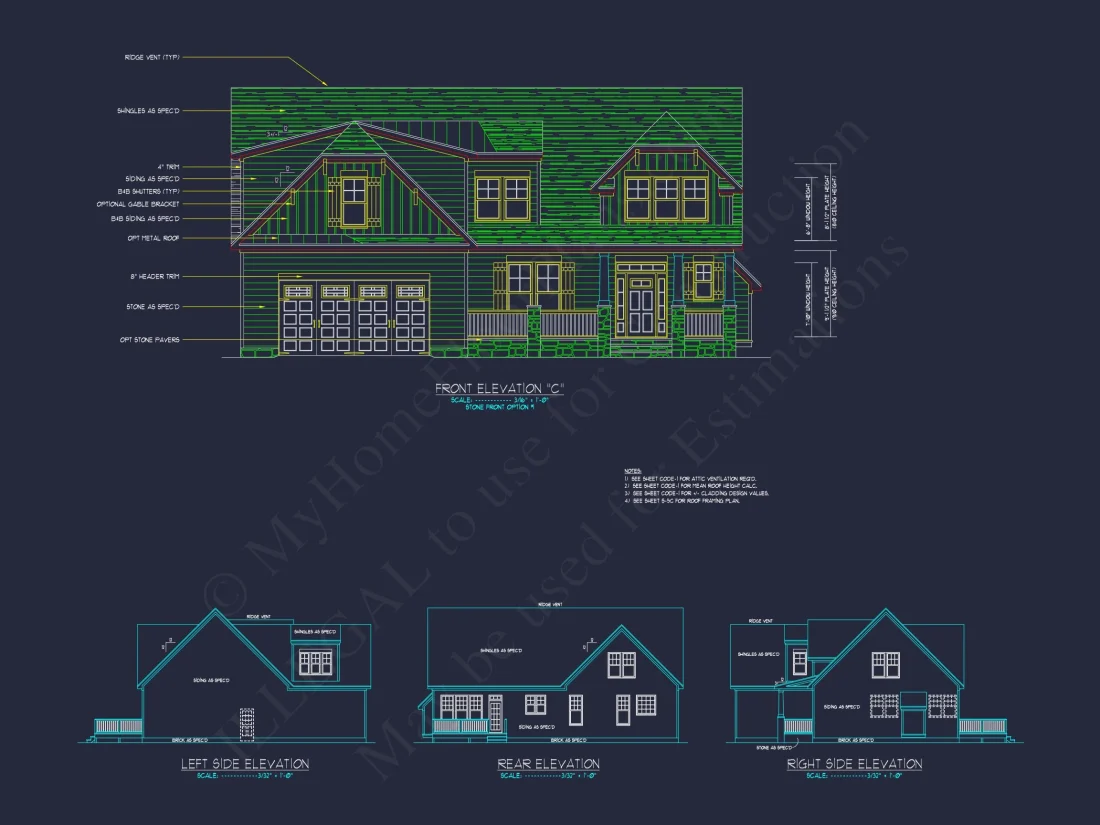 Modern Craftsman house Plan with Detailed Floor Blueprints