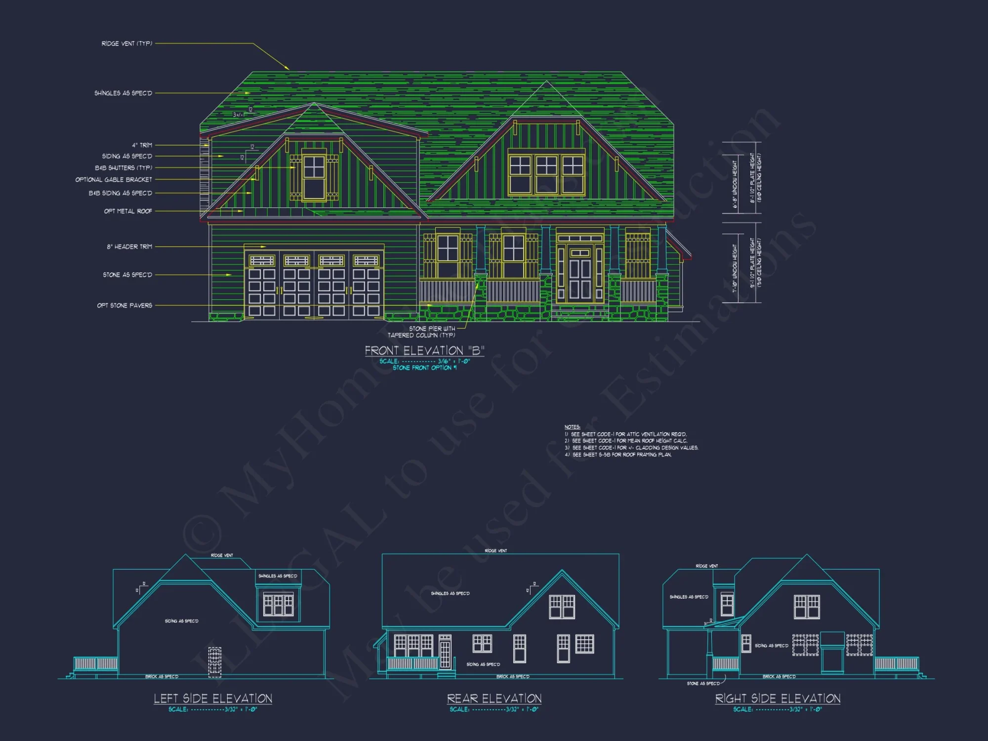 Modern Craftsman house Plan with Detailed Floor Blueprints