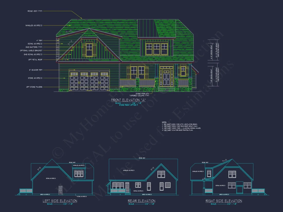Modern Craftsman house Plan with Detailed Floor Blueprints