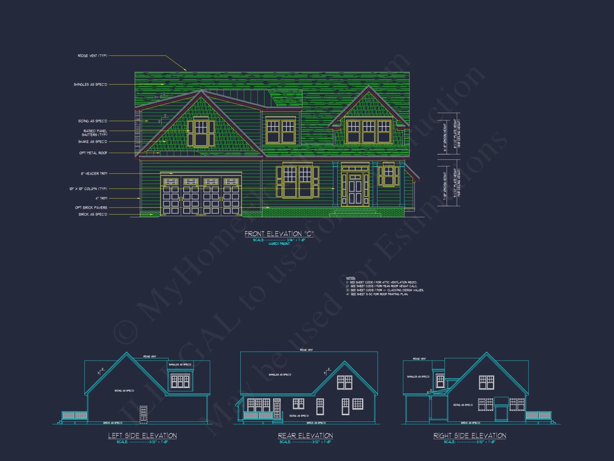 Modern Craftsman house Plan with Detailed Floor Blueprints