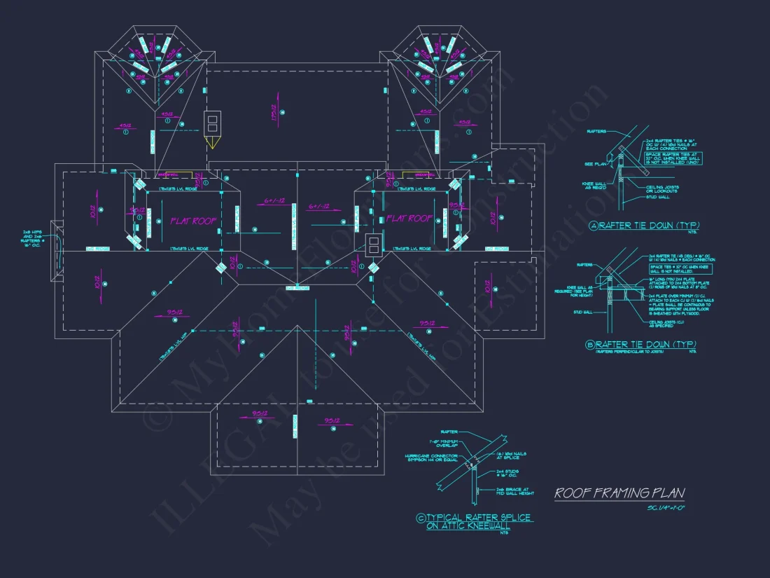 Classical house Floor Plan: 2-Story Design with CAD Blueprints