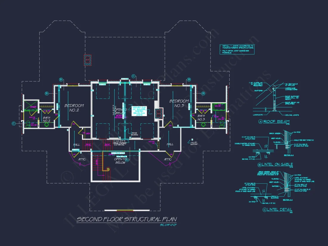 Classical house Floor Plan: 2-Story Design with CAD Blueprints