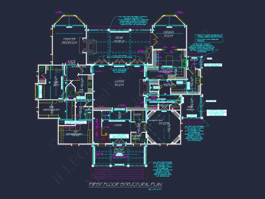Classical house Floor Plan: 2-Story Design with CAD Blueprints
