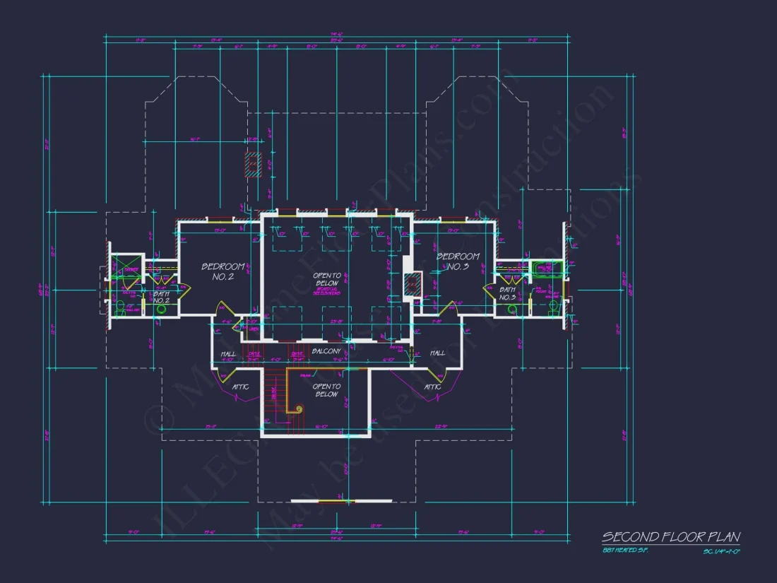 Classical house Floor Plan: 2-Story Design with CAD Blueprints