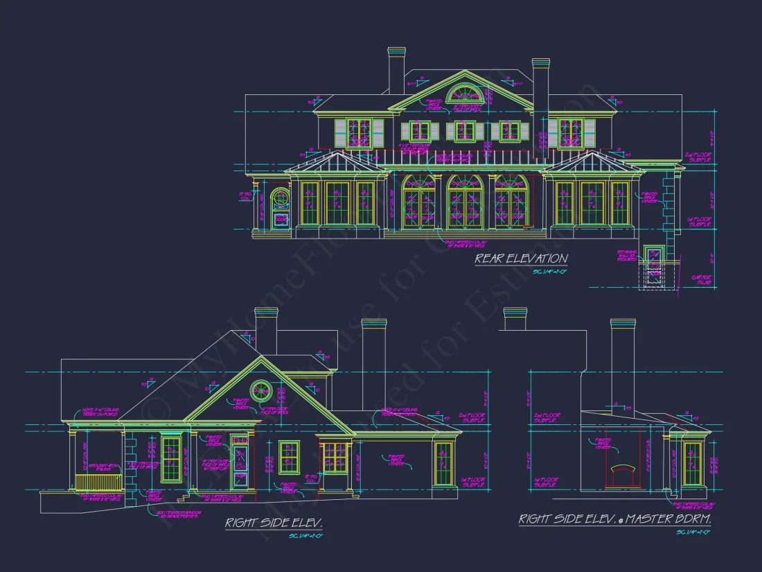 Classical house Floor Plan: 2-Story Design with CAD Blueprints