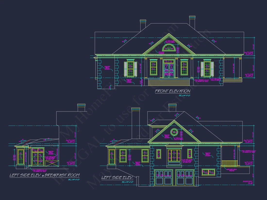 Classical house Floor Plan: 2-Story Design with CAD Blueprints